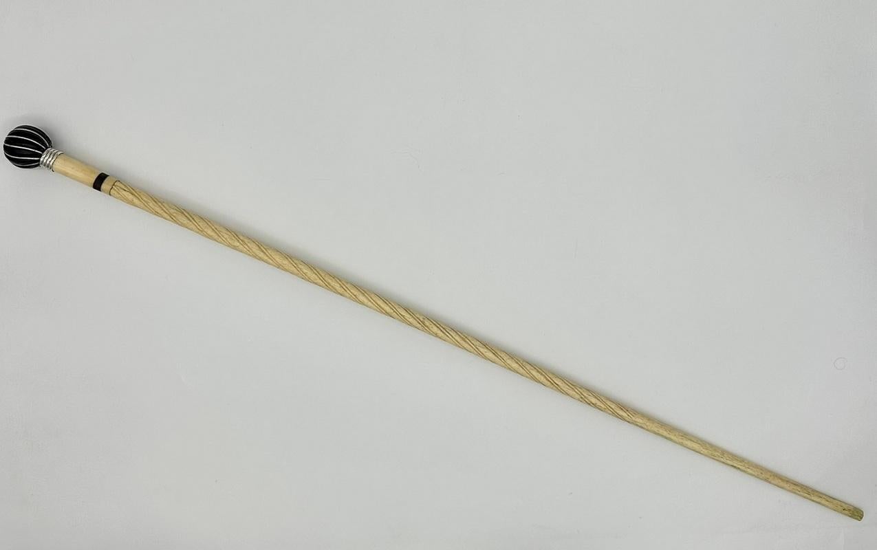 Antique Victorian Vintage Ivory Bovine Whale Bone Sterling Walking Stick Cane   For Sale 2