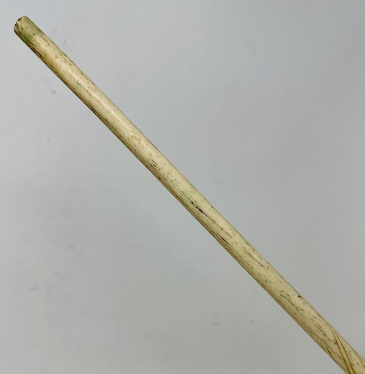 Antique Victorian Vintage Ivory Bovine Whale Bone Sterling Walking Stick Cane   For Sale 1