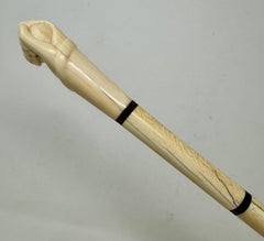 Antique Victorian Vintage Ivory Bovine Whale Bone Walking Swagger Stick Cane