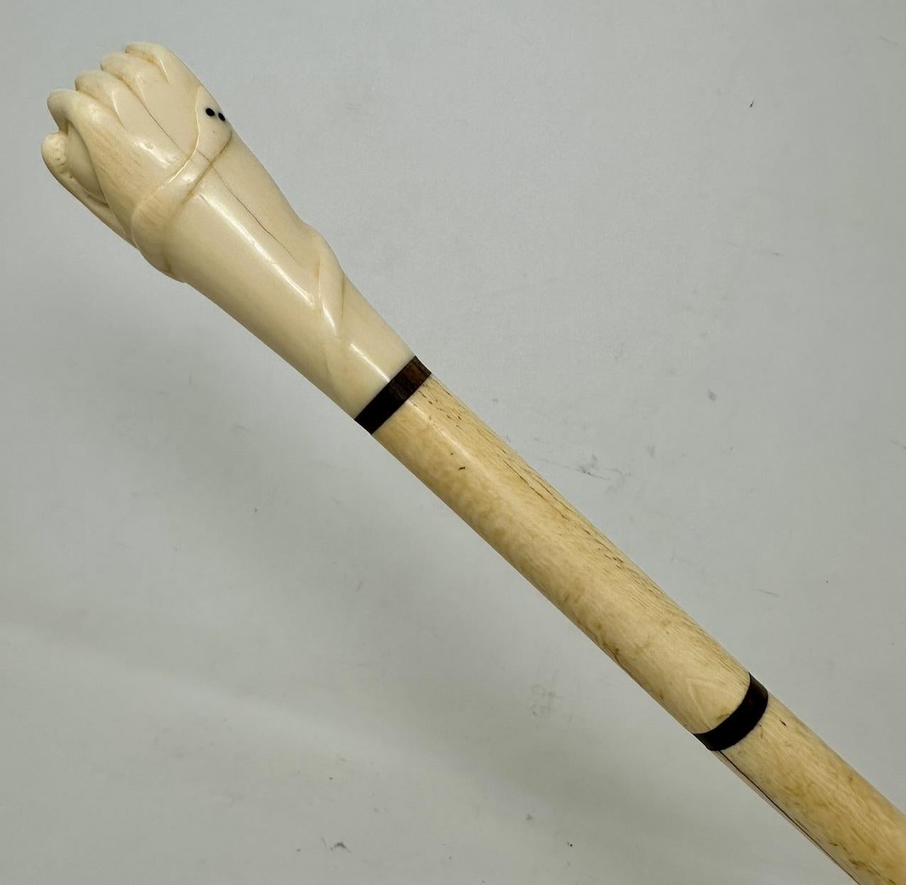 Antiker viktorianischer Vintage Elfenbein Bovine Walknochen gehender Swagger Stick Schilfrohr   (Viktorianisch) im Angebot
