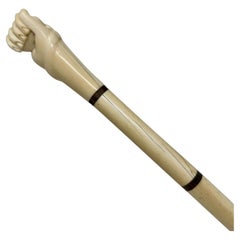 Retro Victorian Vintage Ivory Bovine Whale Bone Walking Swagger Stick Cane  