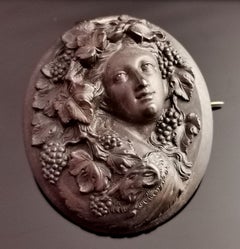Antique Victorian Vulcanite Bacchante Brooch