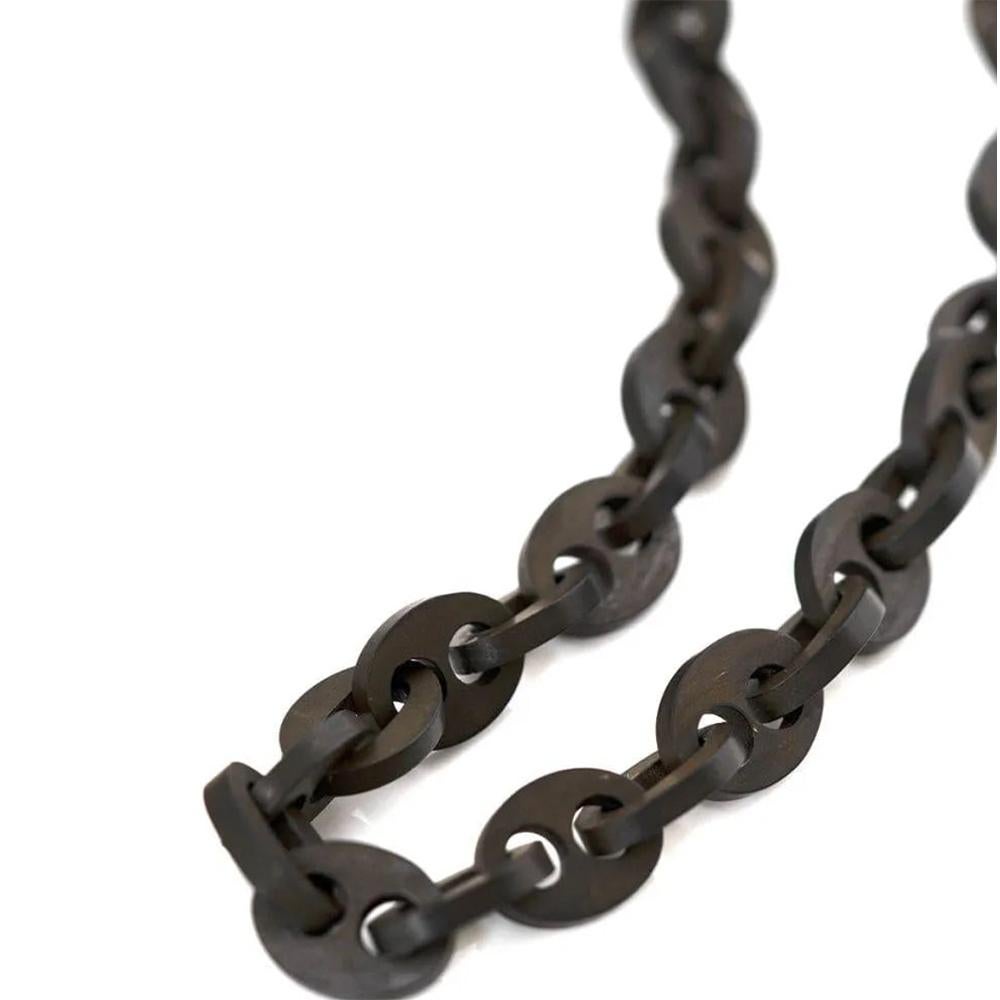 da uomo o donna Antica collana vittoriana di charme a maglie larghe in vulcanite in vendita