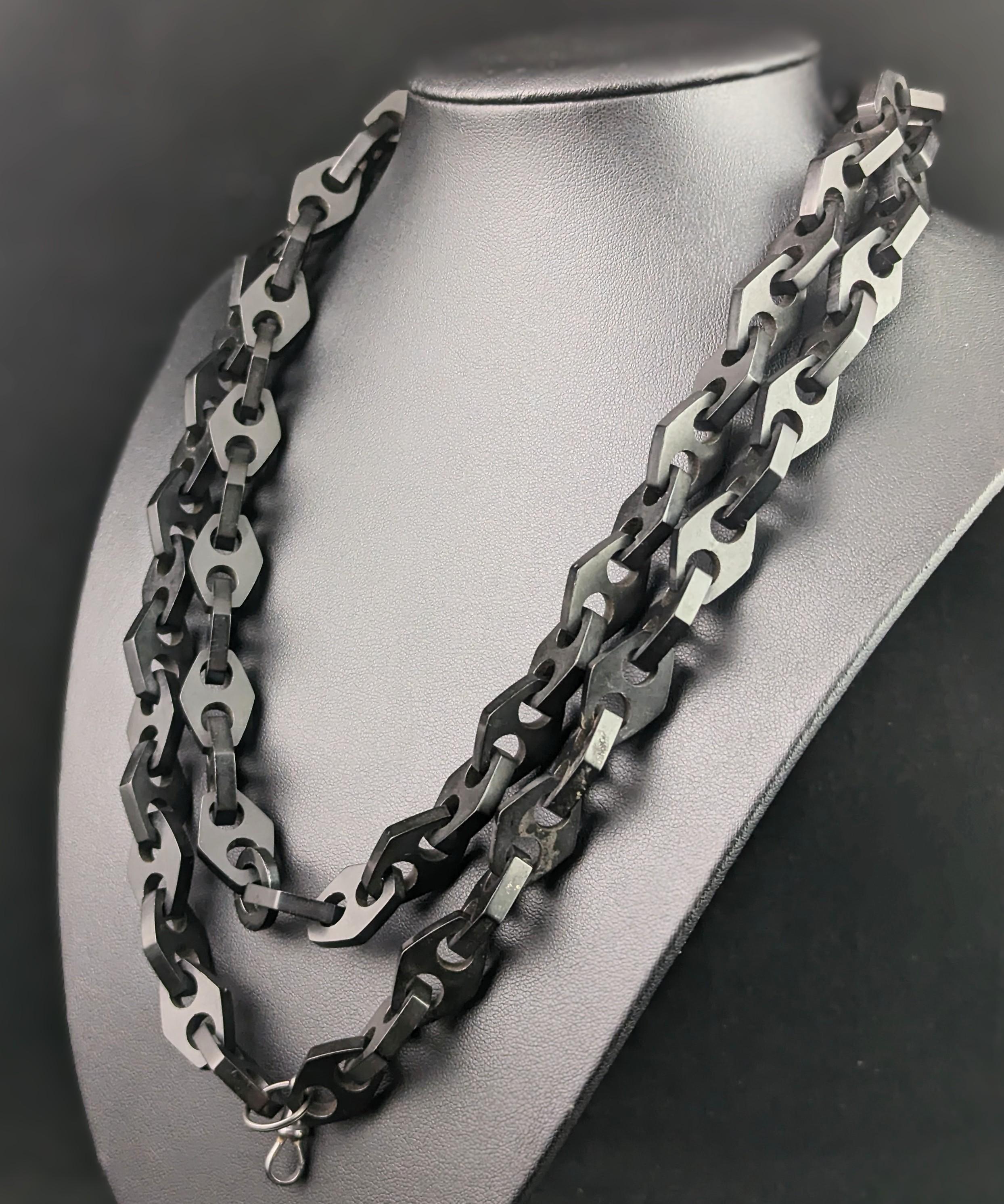 Antique Victorian Vulcanite Longuard Chain Necklace 2