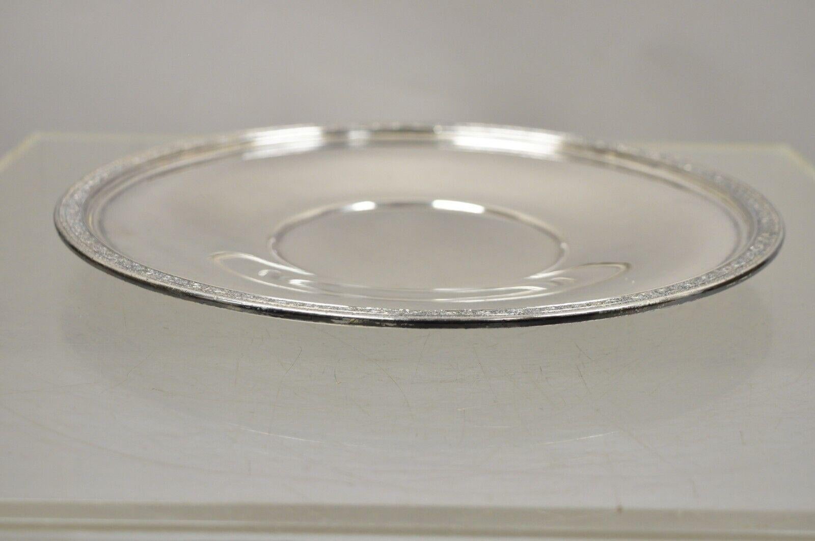 Antique Victorian W B MFG Co Round Silver Plated Serving Plate Dish Platter For Sale 2