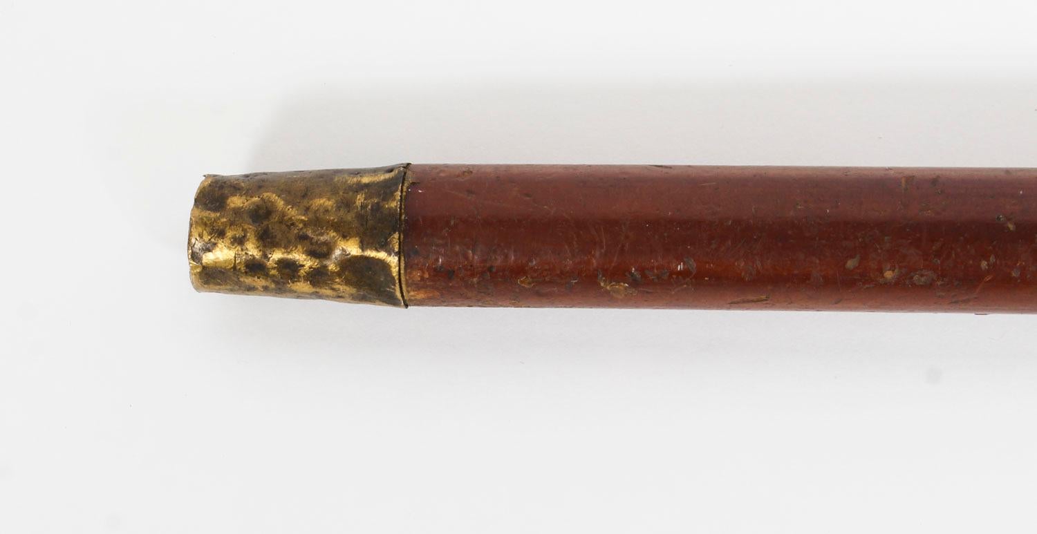 Late 19th Century Antique Victorian Walking Stick Cane with Sterling Silver Pommel, 19th Century