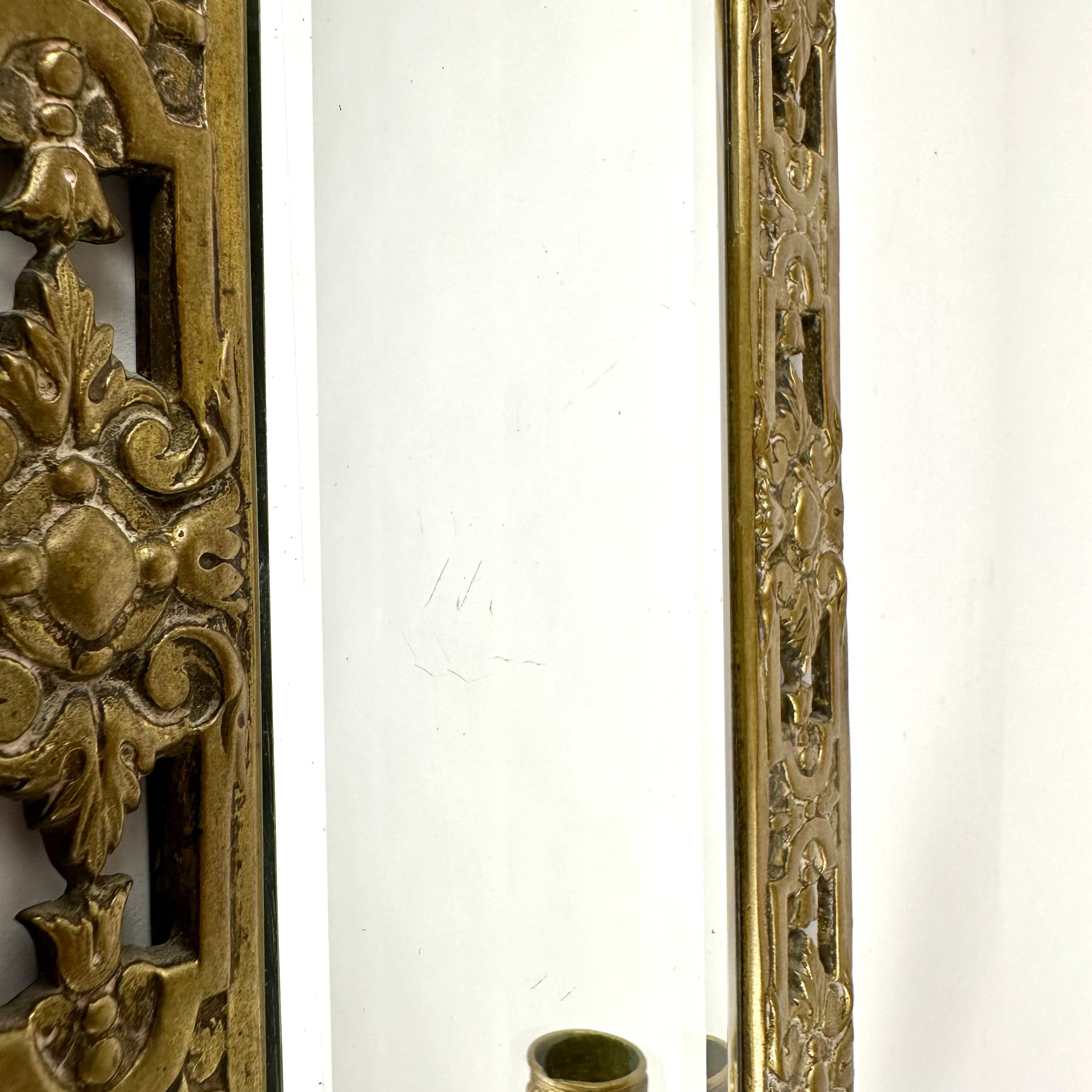 Antique Victorian Wall Mirror With Two Candlesticks, France 1910 For Sale 4