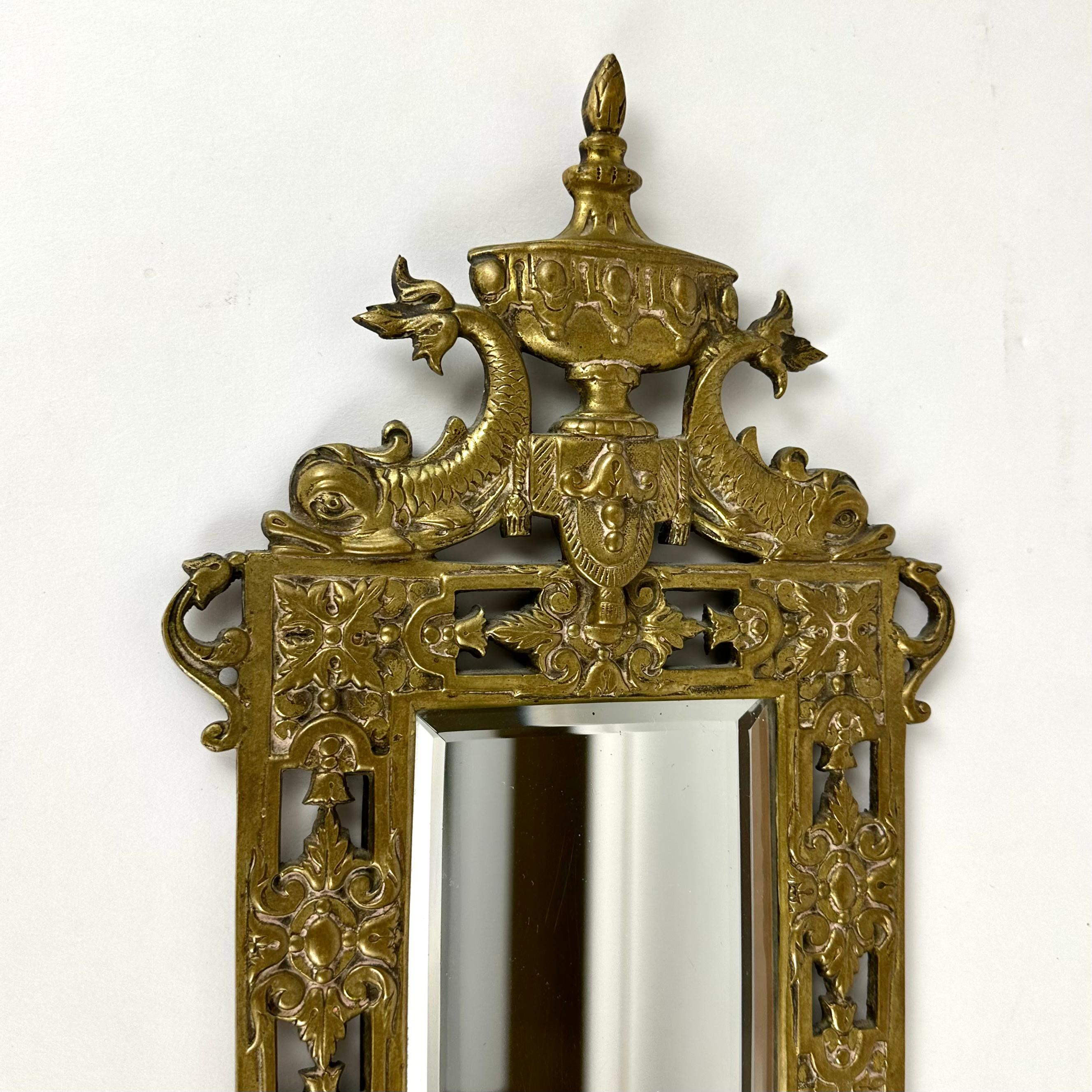 Antique Victorian Wall Mirror With Two Candlesticks, France 1910 For Sale 1
