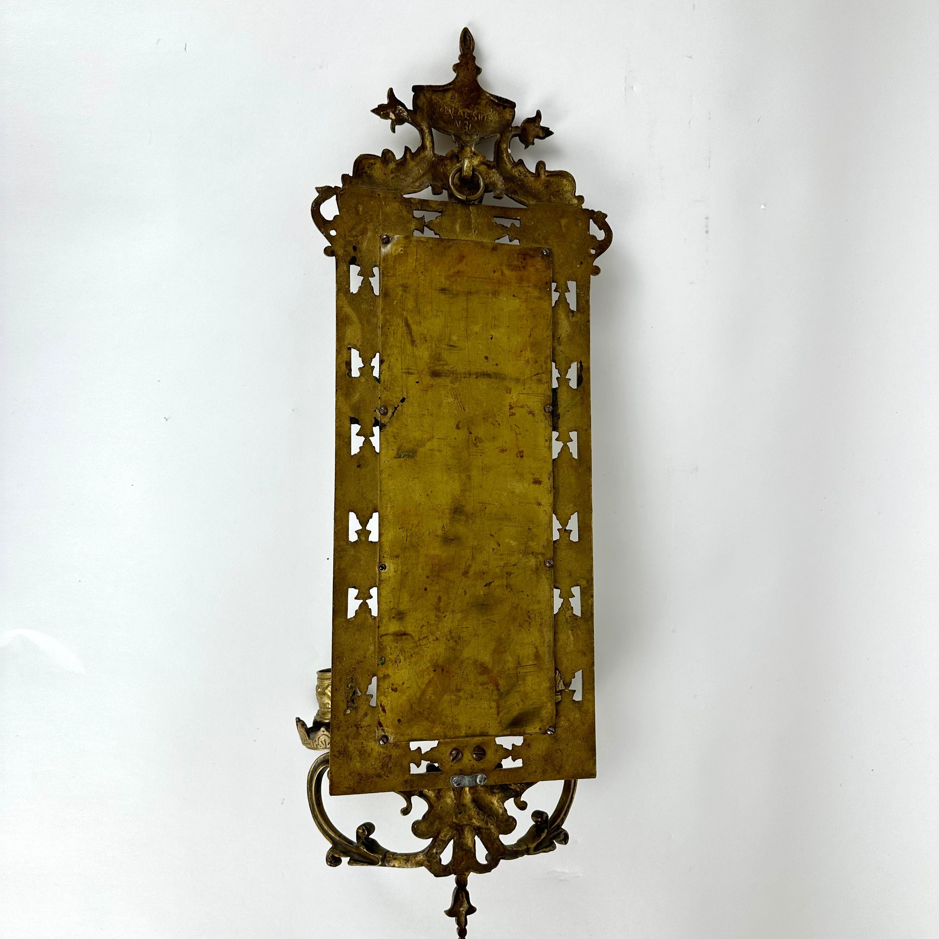 Antique Victorian Wall Mirror With Two Candlesticks, France 1910 For Sale 2