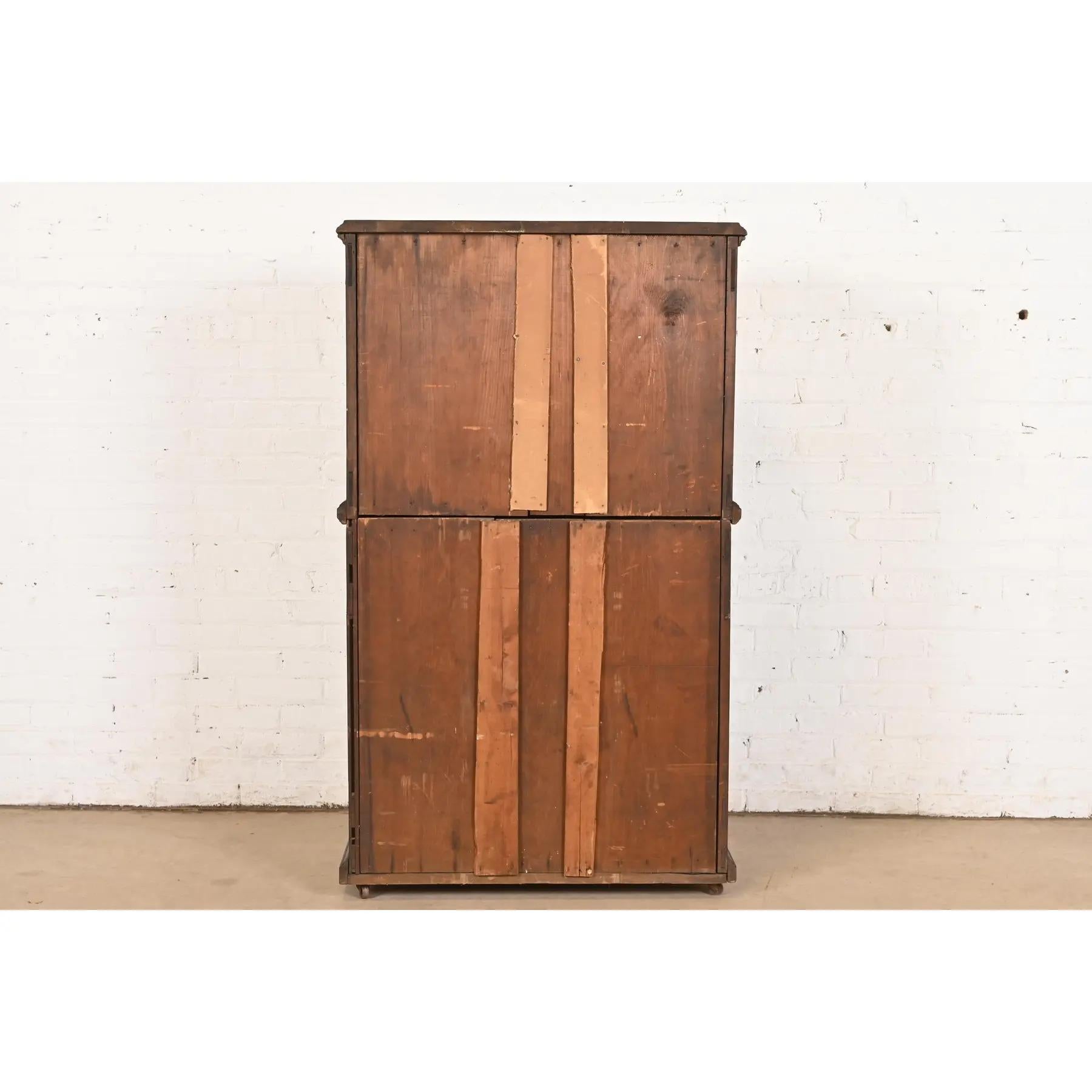 Antique Victorian Walnut 15-Drawer Architect's Blueprint Flat File Cabinet For Sale 4
