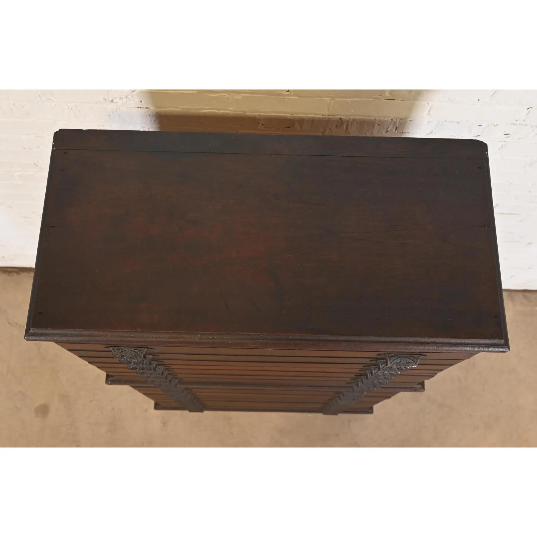 Antique Victorian Walnut 15-Drawer Architect's Blueprint Flat File Cabinet For Sale 2
