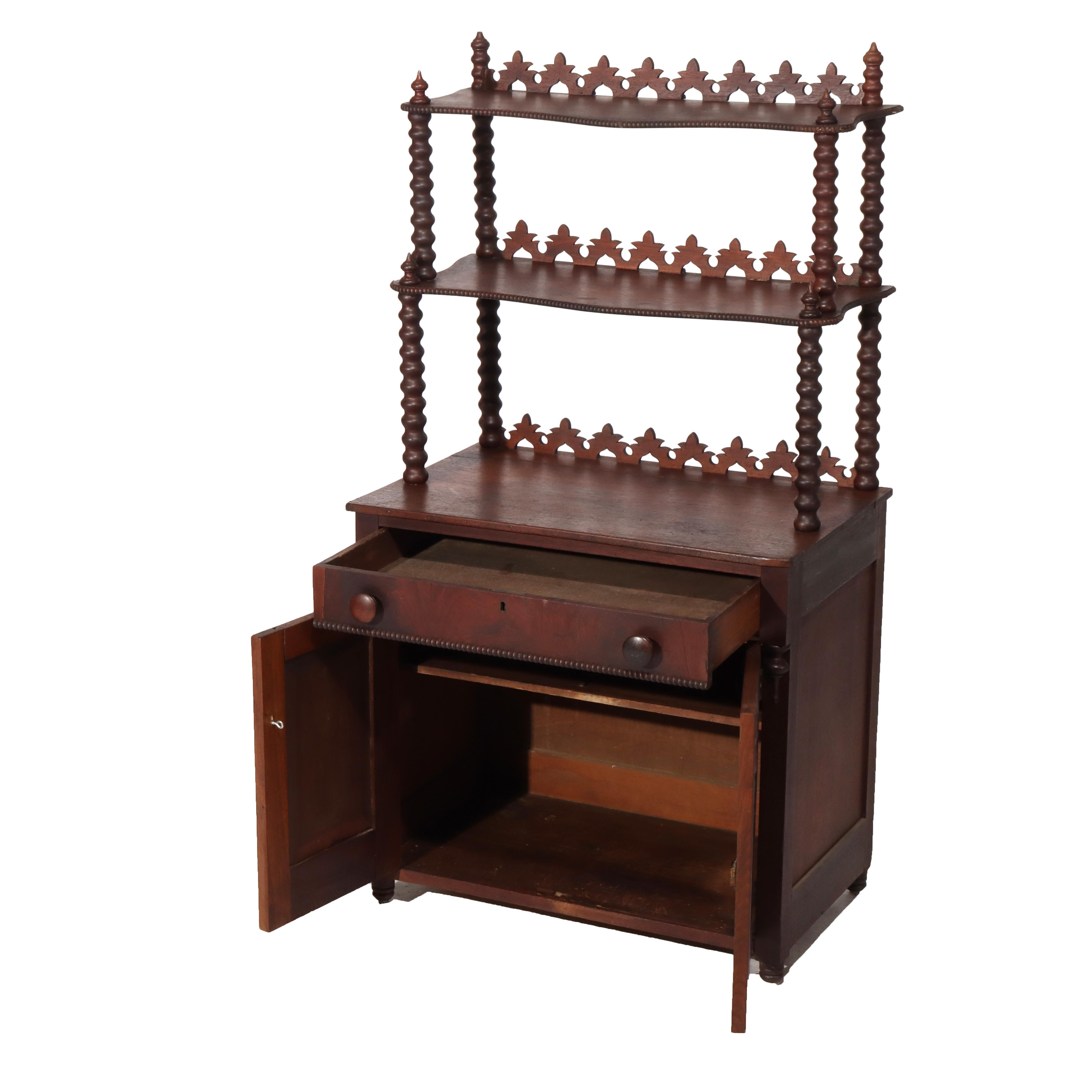 Antique Victorian Walnut 2-Shelf Server Etagere C1880 For Sale 9
