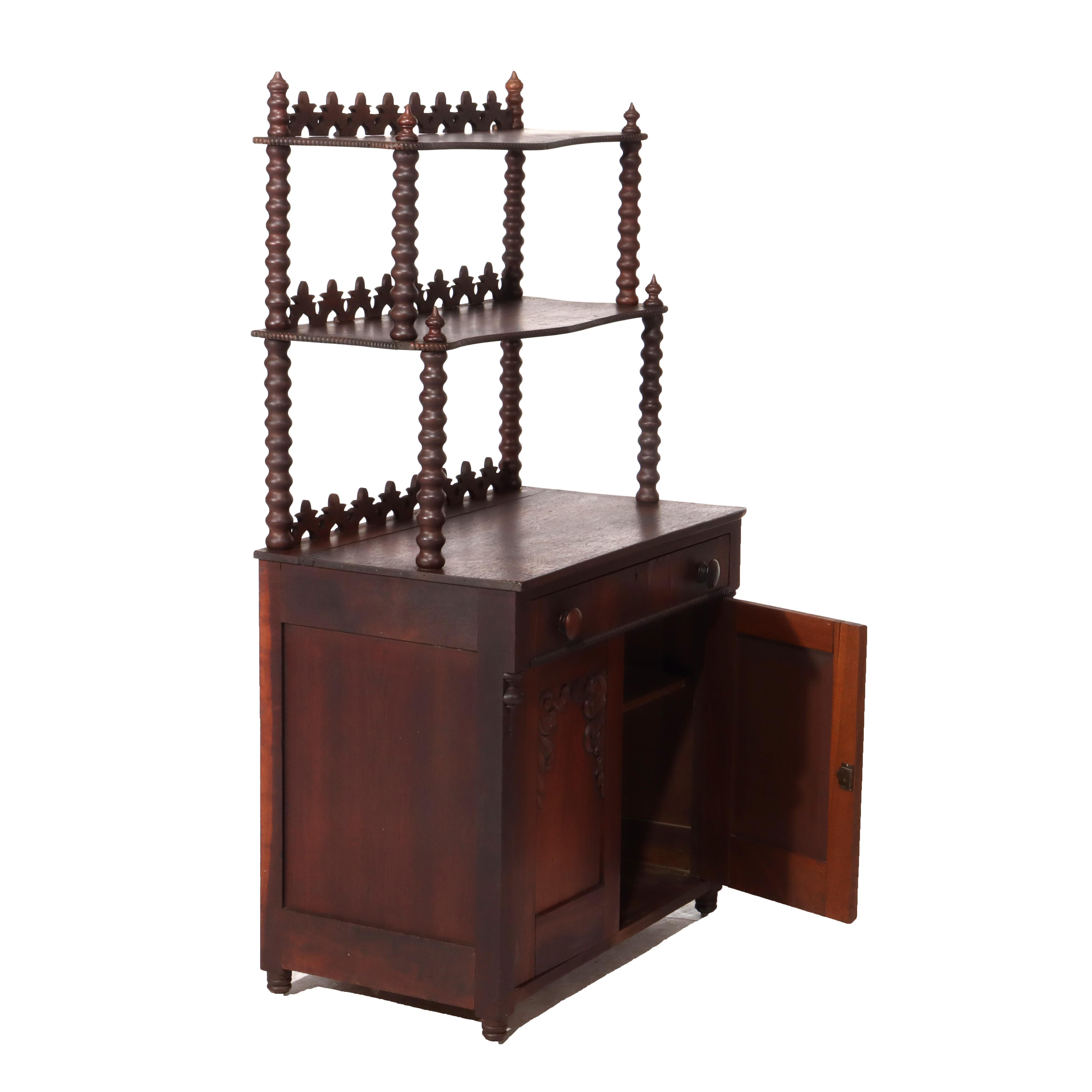 Antique Victorian Walnut 2-Shelf Server Etagere C1880 For Sale 11