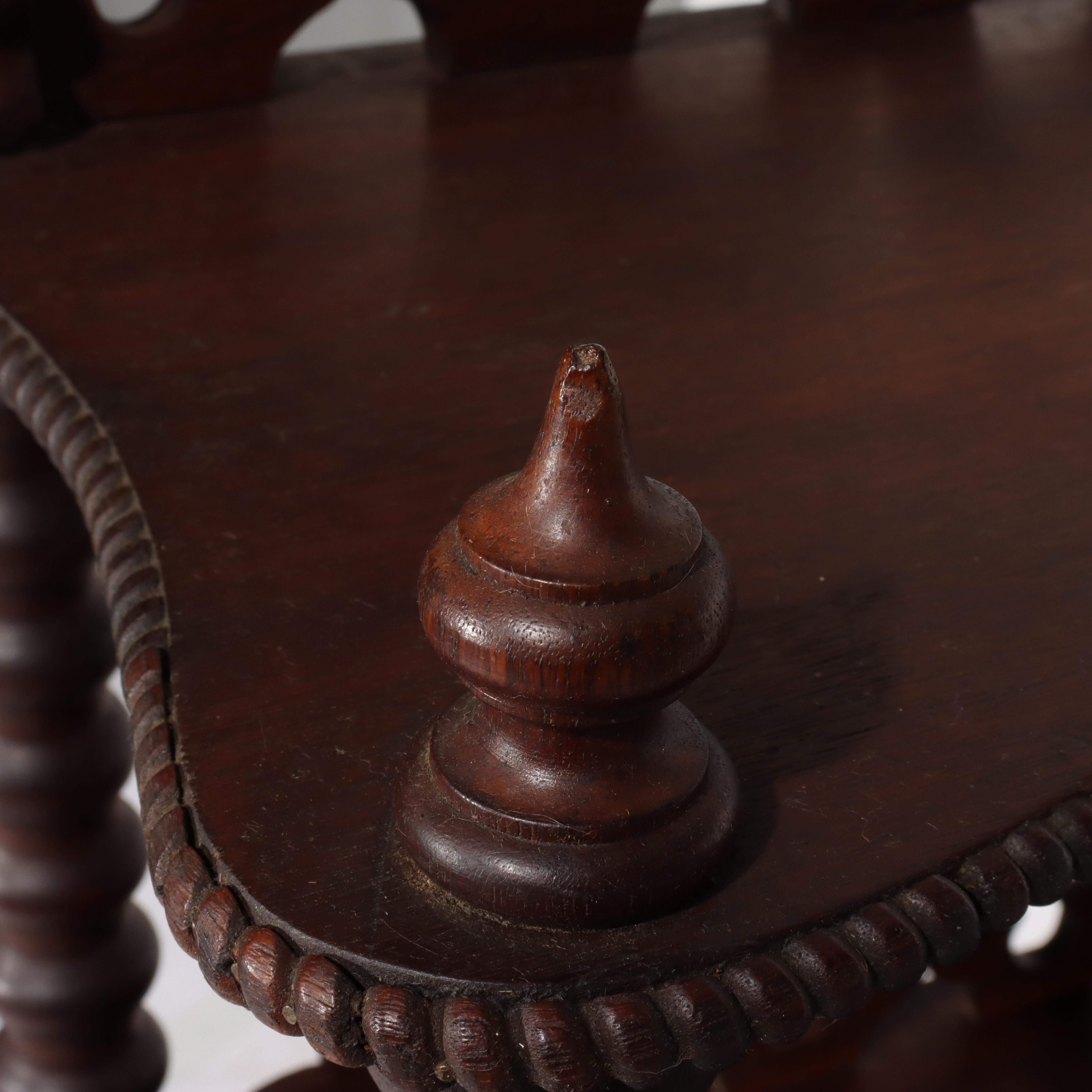 Antique Victorian Walnut 2-Shelf Server Etagere C1880 For Sale 13