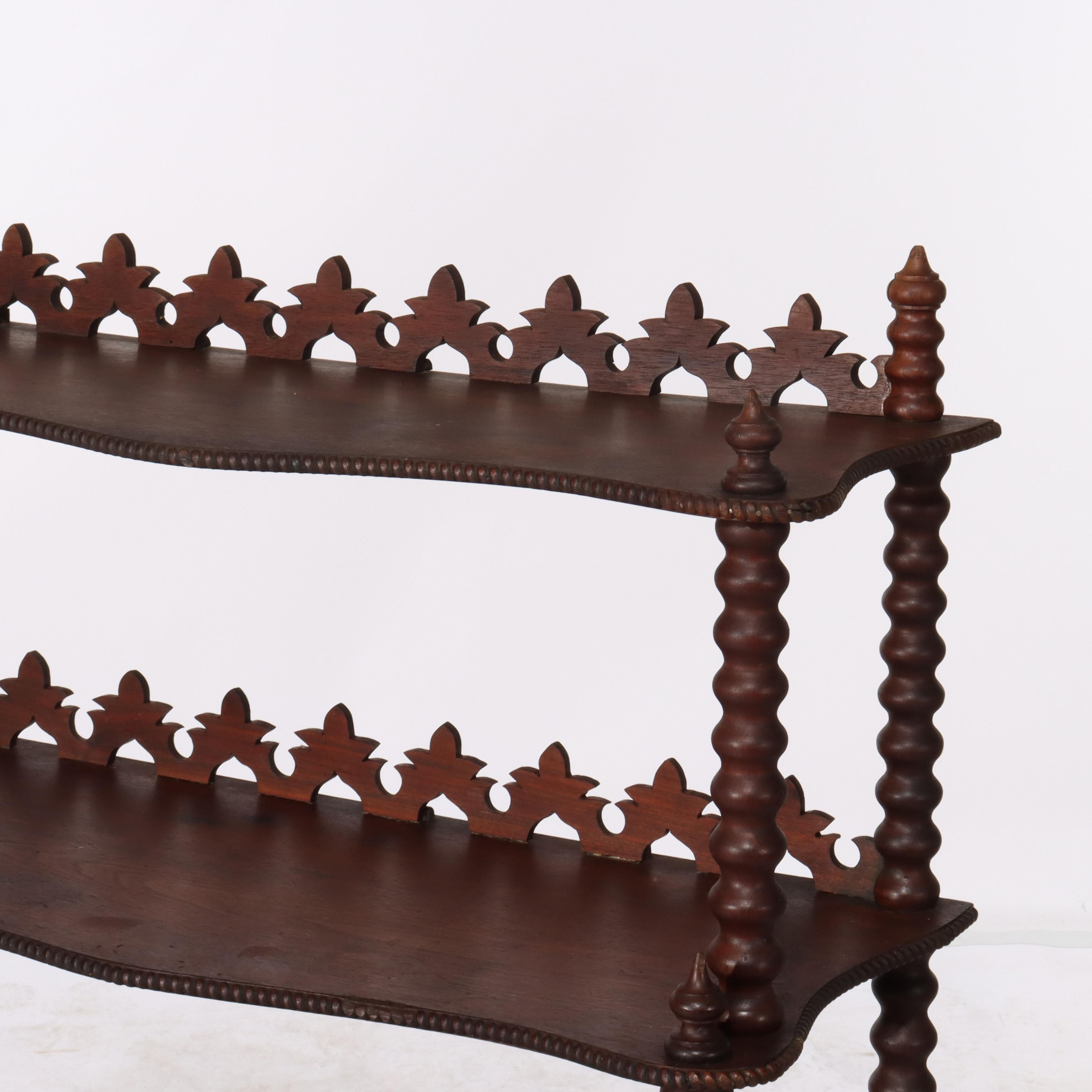 Antique Victorian Walnut 2-Shelf Server Etagere C1880 In Good Condition For Sale In Big Flats, NY