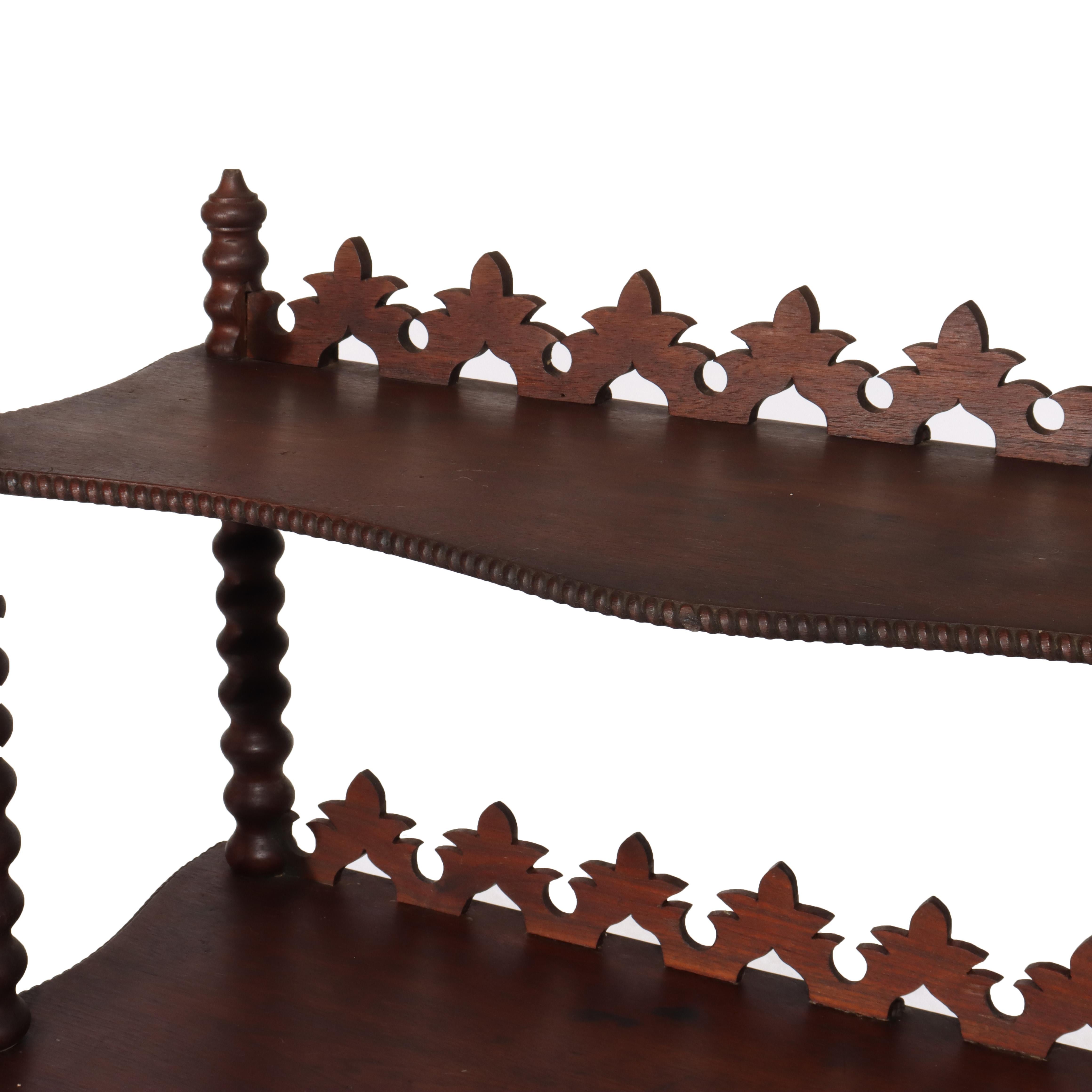 19th Century Antique Victorian Walnut 2-Shelf Server Etagere C1880 For Sale