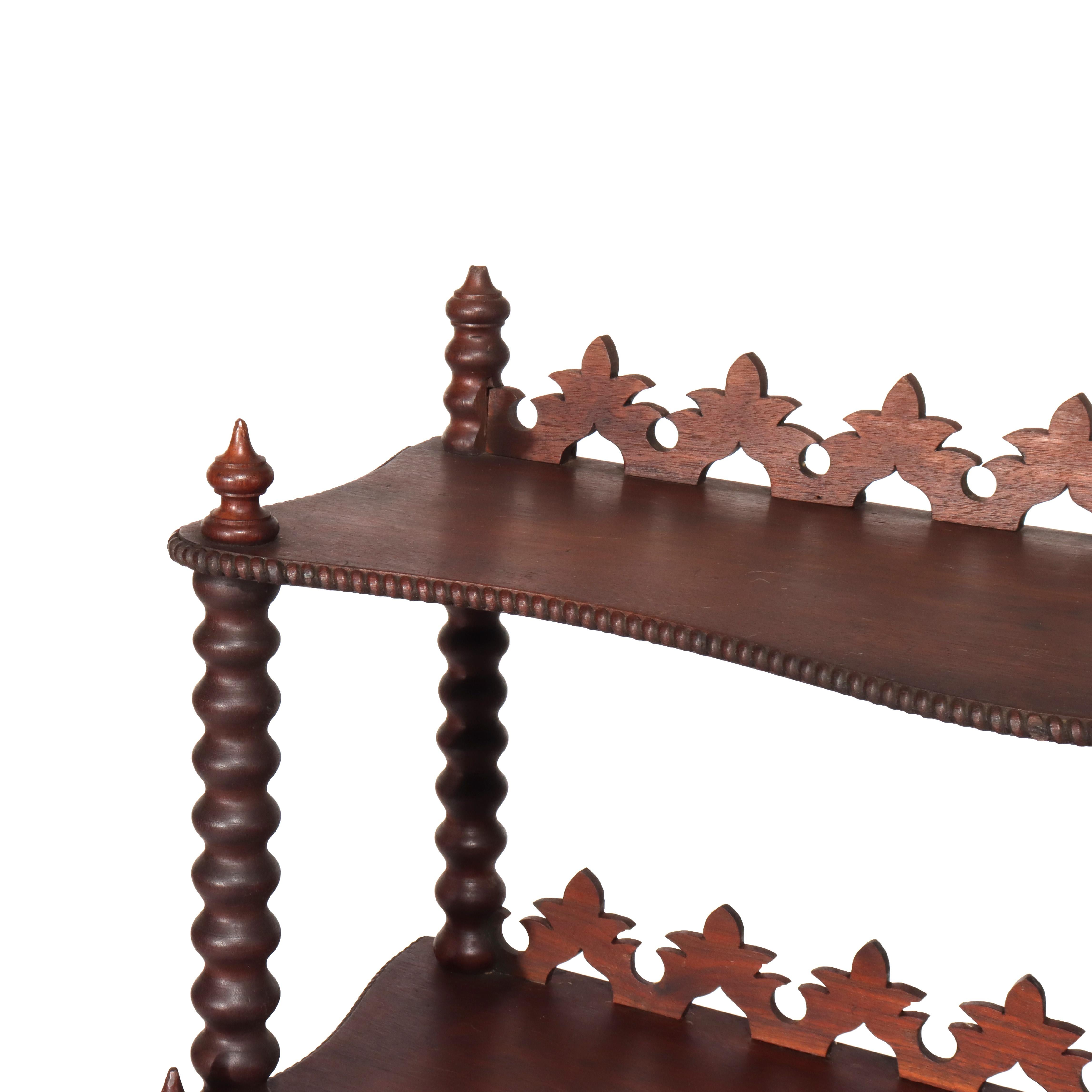 Antique Victorian Walnut 2-Shelf Server Etagere C1880 For Sale 1