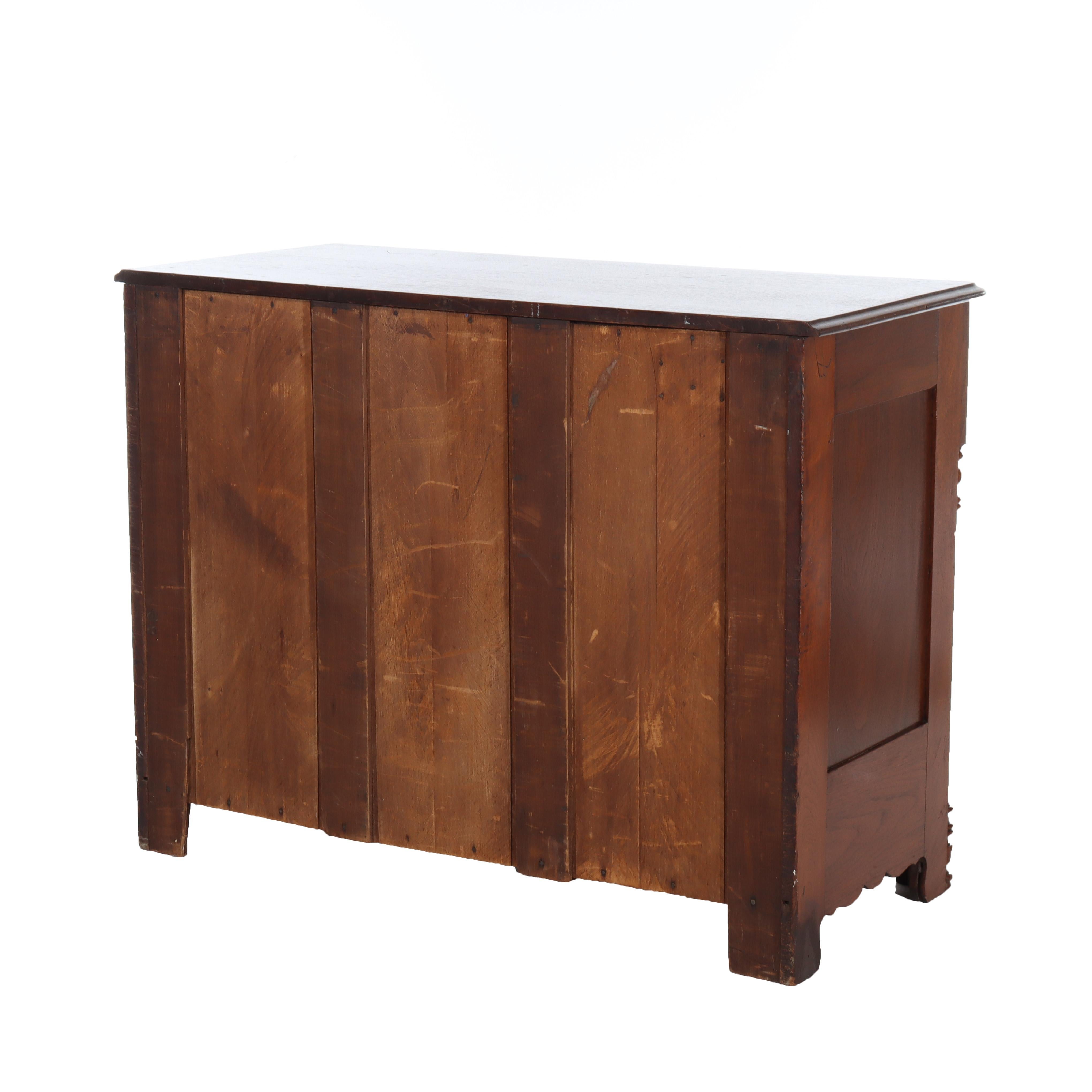 Arcón Victoriano Antiguo De 3 Cajones De Nogal Con Tiradores Tallados C1890 en venta 7