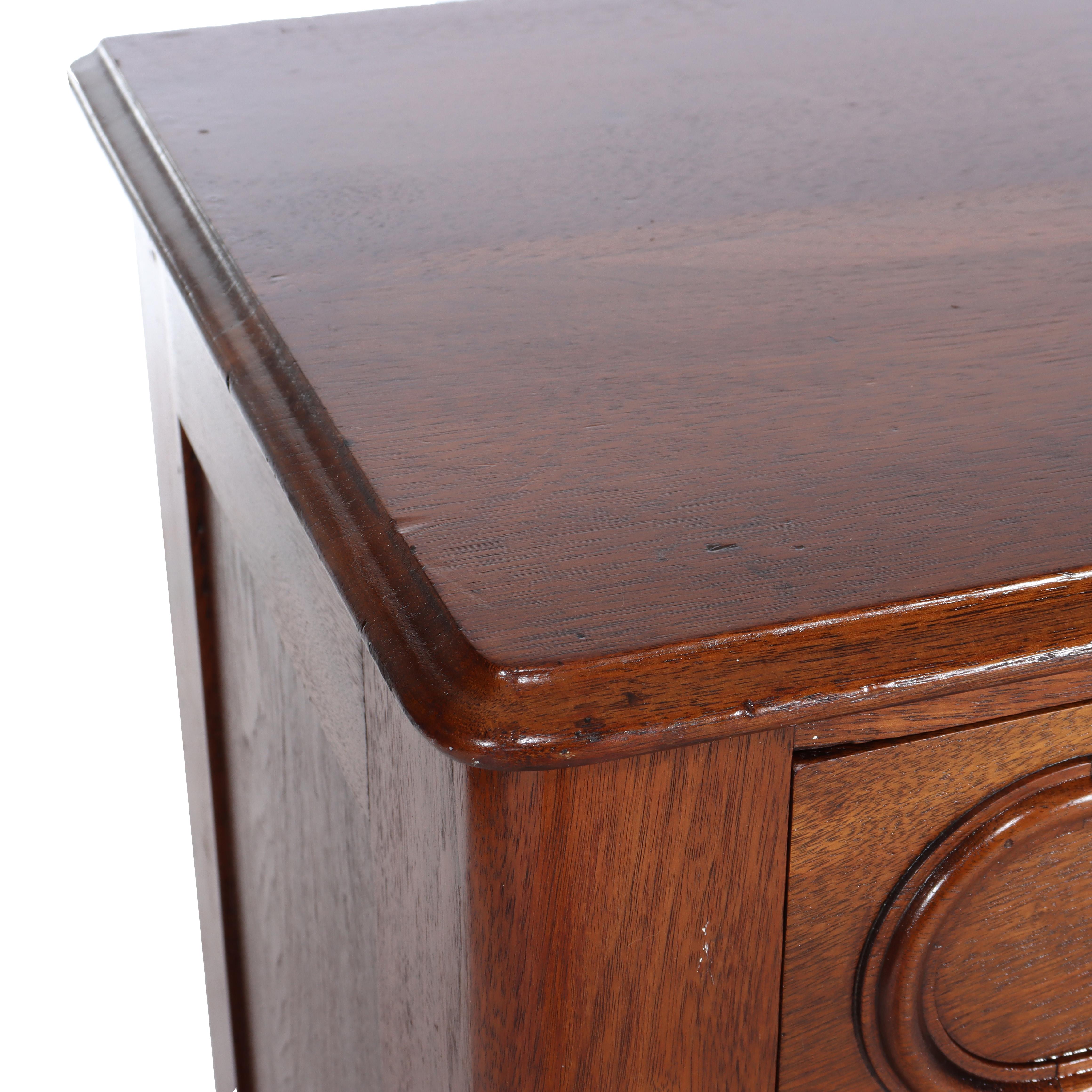 Arcón Victoriano Antiguo De 3 Cajones De Nogal Con Tiradores Tallados C1890 en venta 1