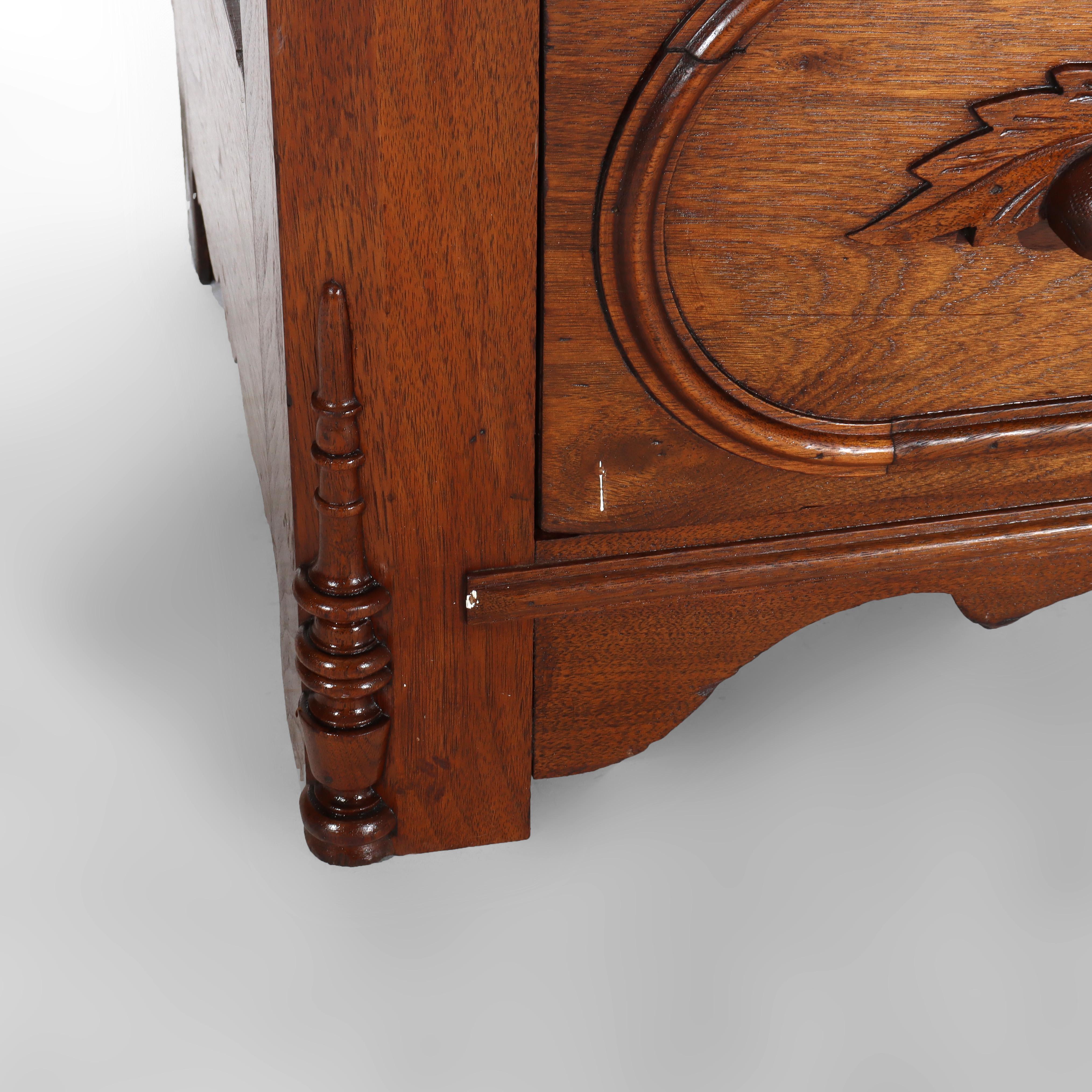 Arcón Victoriano Antiguo De 3 Cajones De Nogal Con Tiradores Tallados C1890 en venta 2