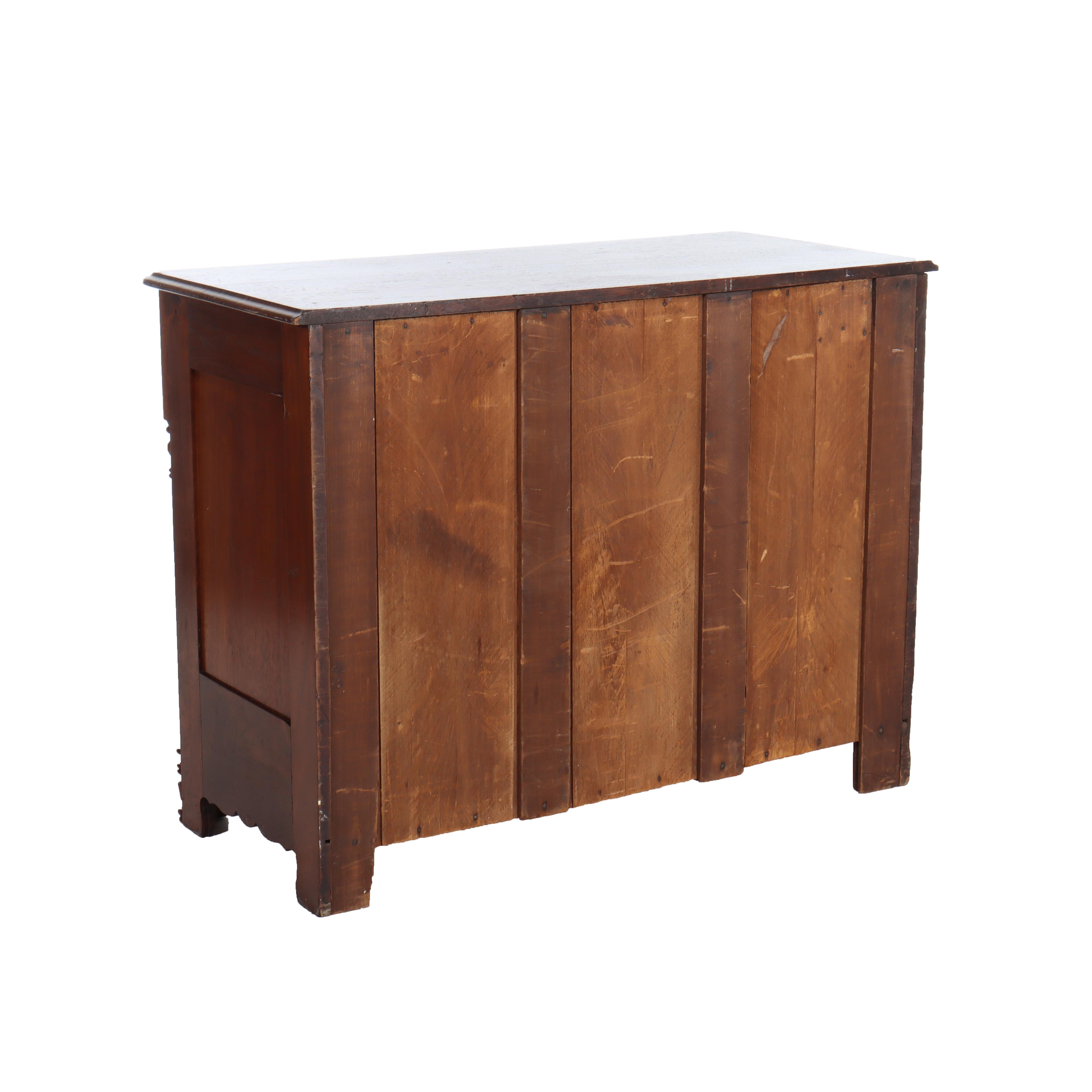 Arcón Victoriano Antiguo De 3 Cajones De Nogal Con Tiradores Tallados C1890 en venta 5