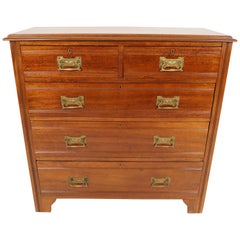 Antique Victorian Walnut 5 Drawer Dresser, Chest of Drawers, Scotland 1890 B2717