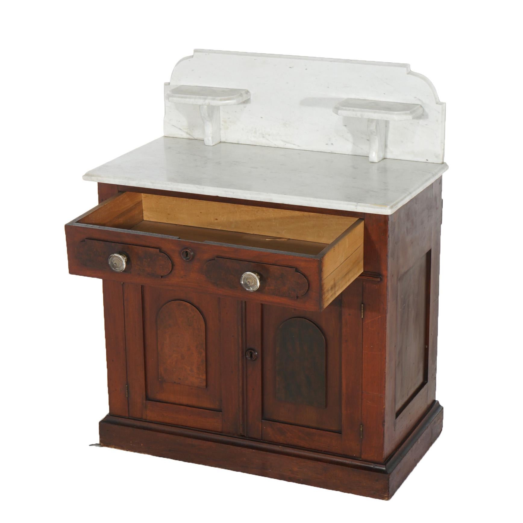 Antique Victorian Walnut and Burl Marble Top Wash Stand C1890 For Sale 1