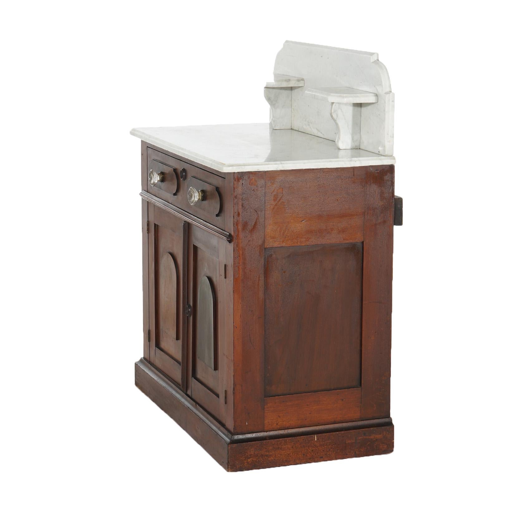 Antique Victorian Walnut and Burl Marble Top Wash Stand C1890 For Sale 3