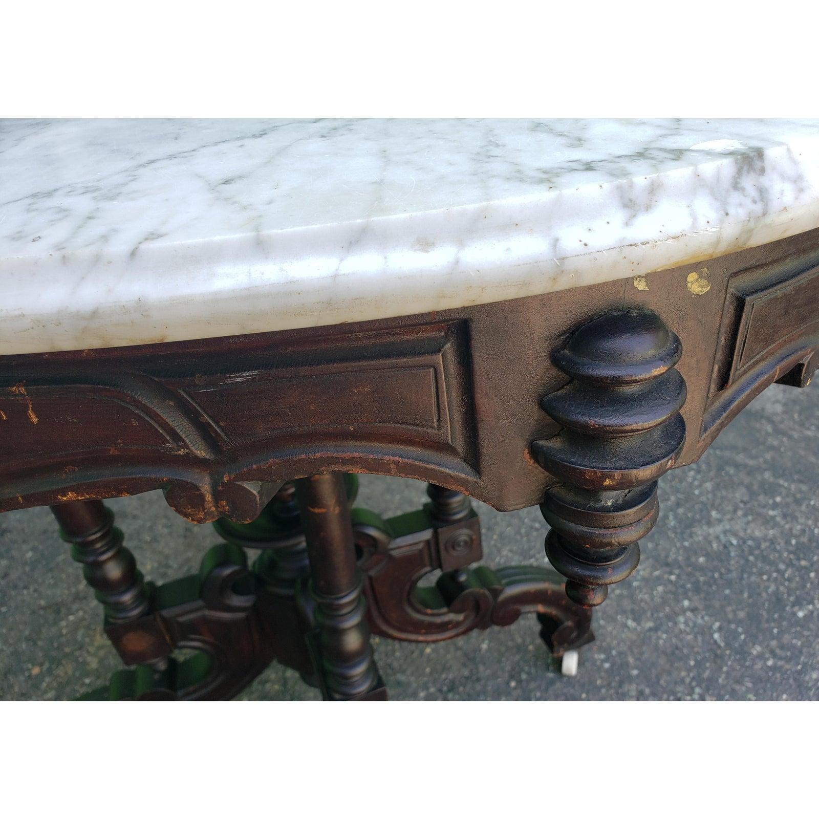 antique marble topped side table