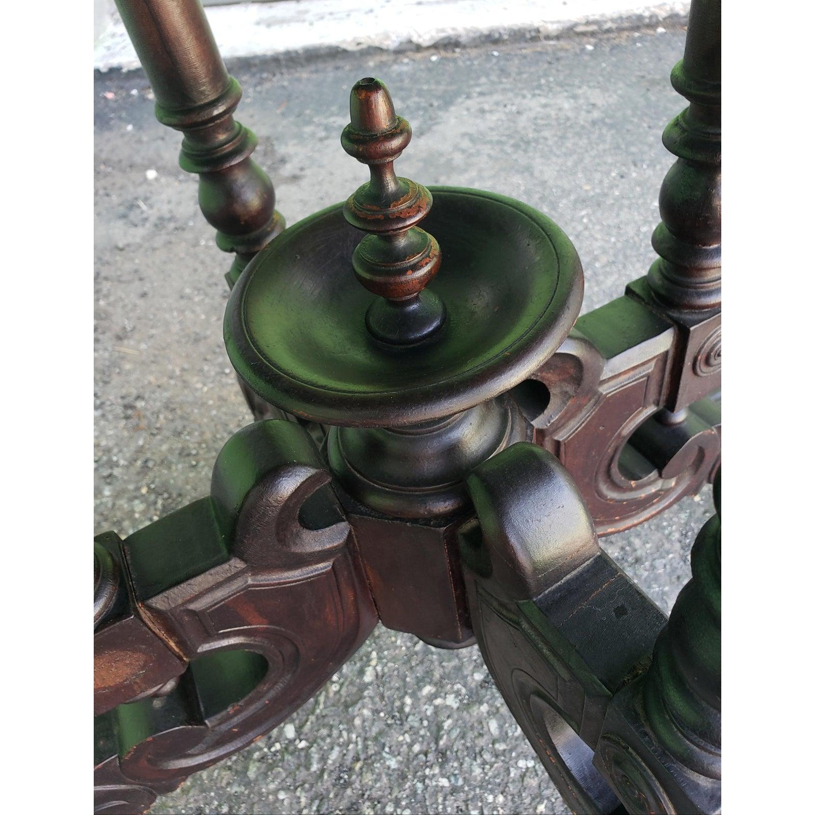 Antique Victorian Walnut and Marble Accent Table, 1800s  In Good Condition In Germantown, MD