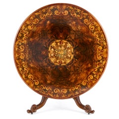 Antique Victorian Walnut and Marquetry Circular Table