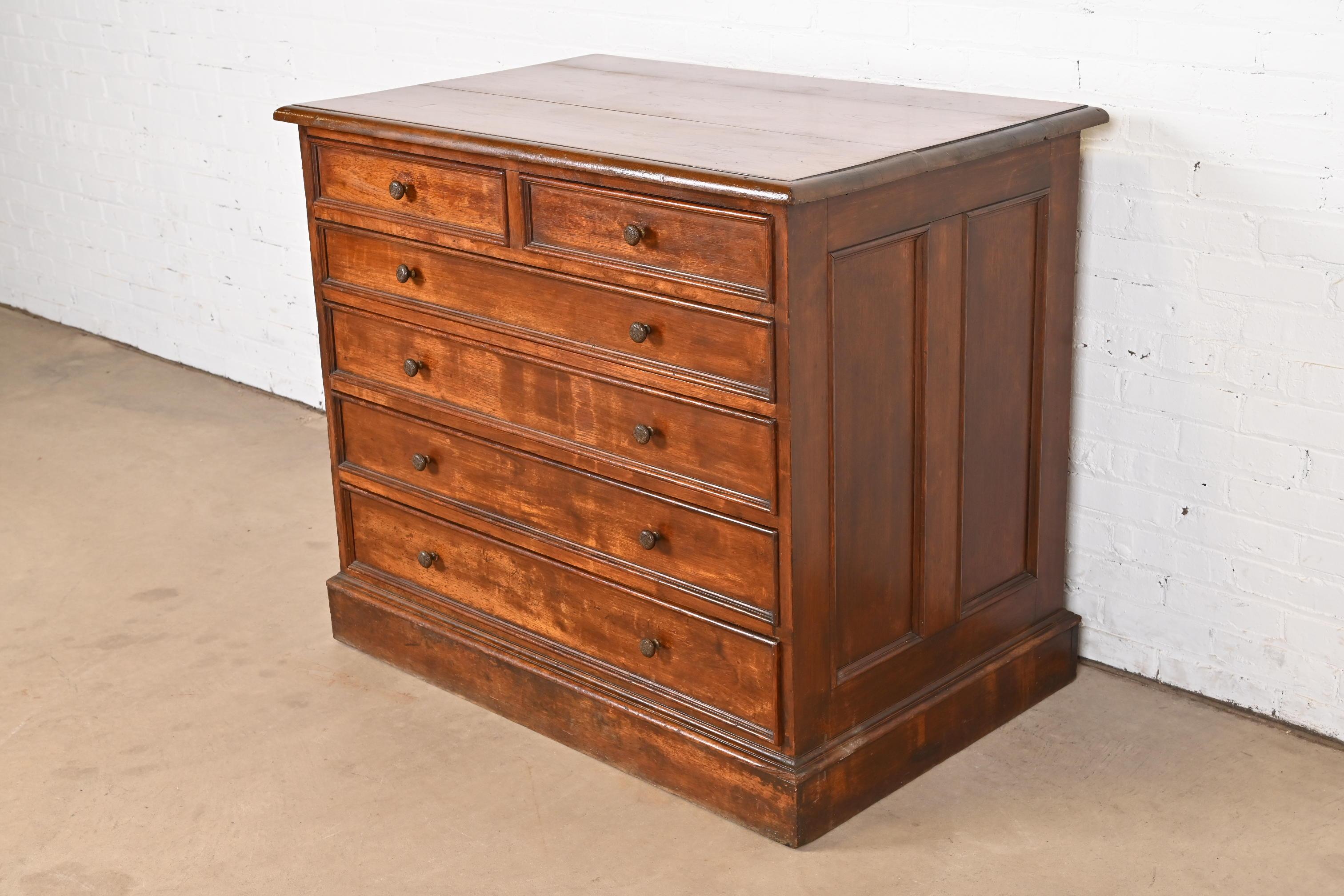 American Antique Victorian Walnut Architect's Blueprint Flat File Cabinet  For Sale