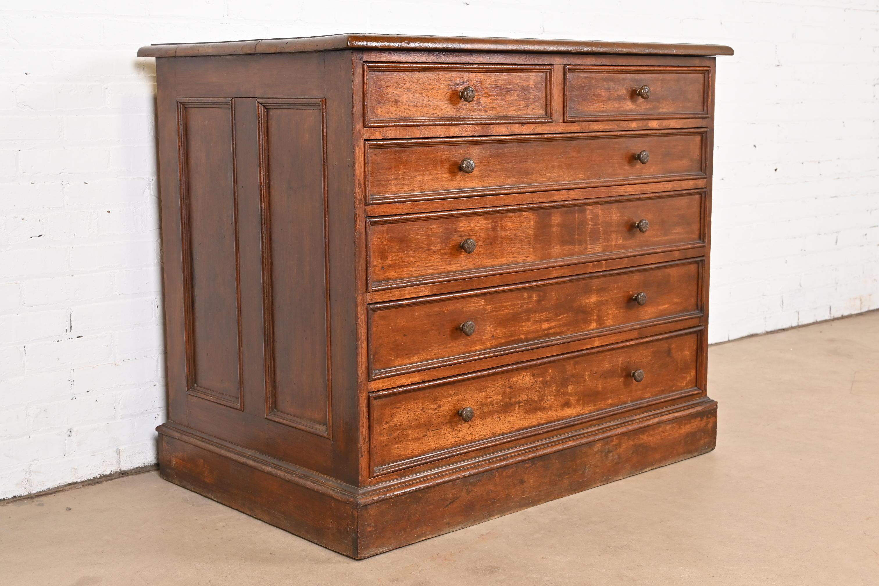 19th Century Antique Victorian Walnut Architect's Blueprint Flat File Cabinet  For Sale