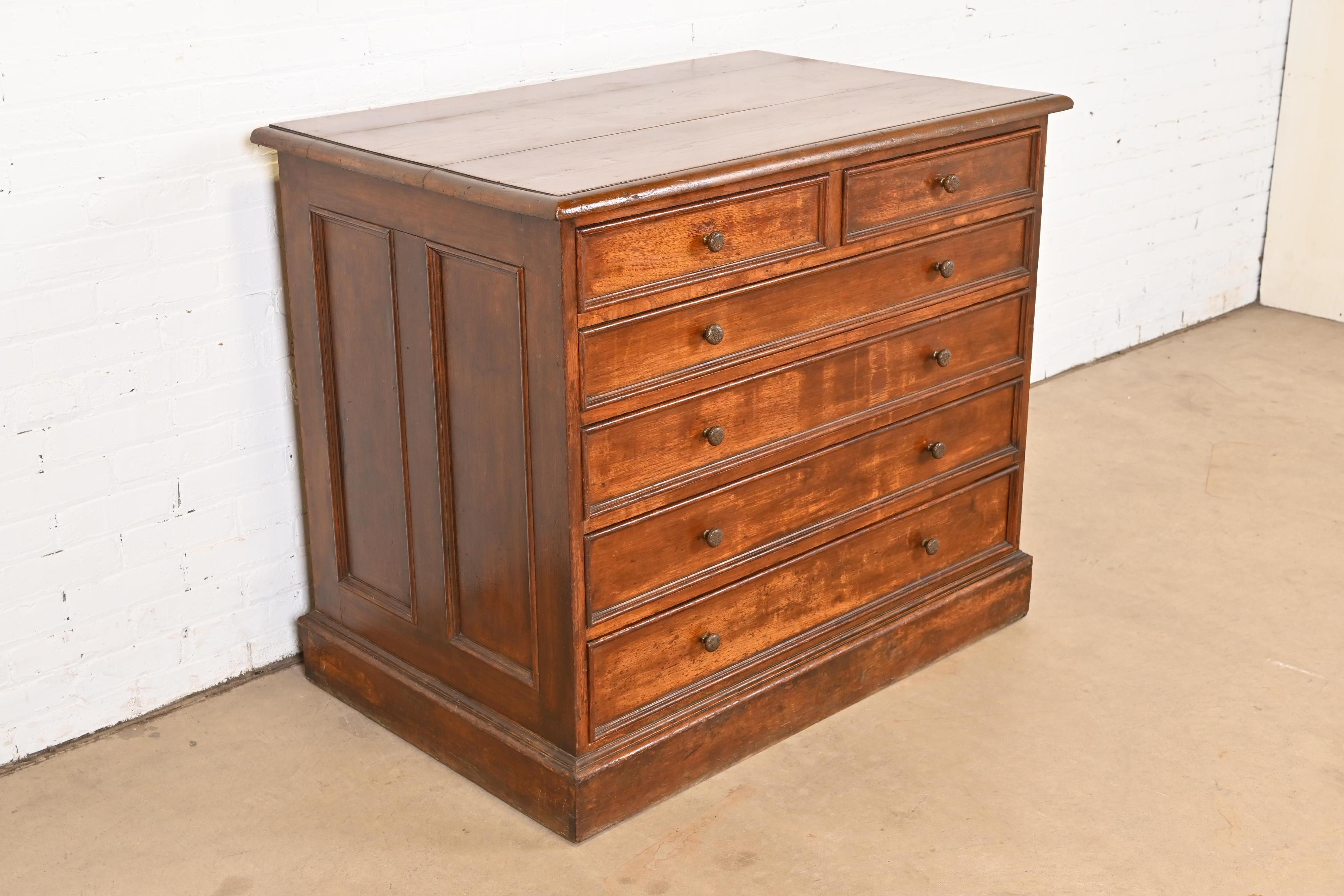 American Antique Victorian Walnut Architect's Blueprint Flat File Cabinet