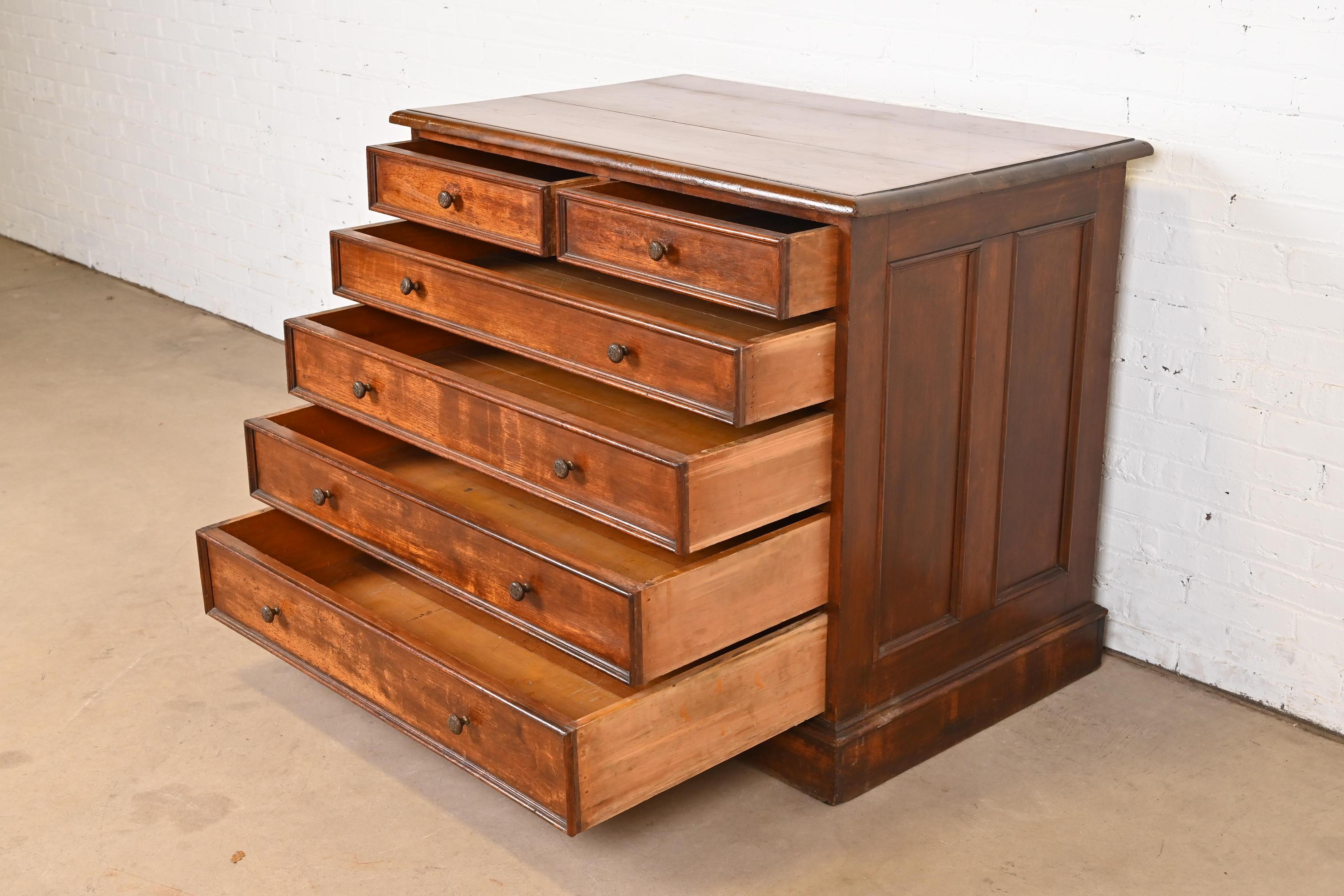 19th Century Antique Victorian Walnut Architect's Blueprint Flat File Cabinet