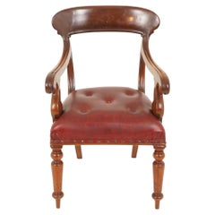Antique Victorian Walnut Arm Chair, Library Chair Scotland 1880, B2870