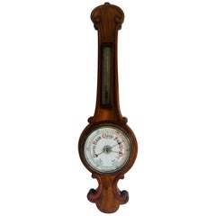 Antique Victorian Walnut Banjo Barometer