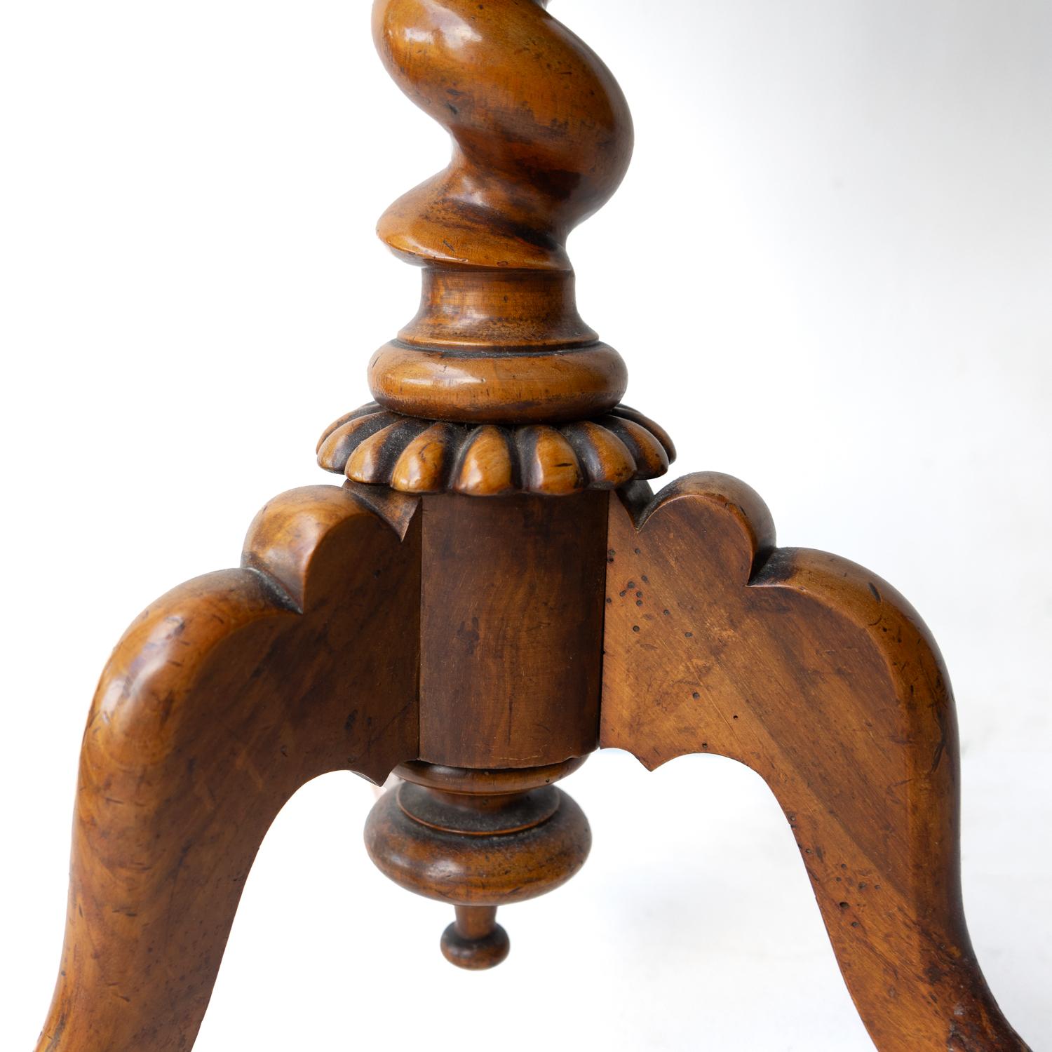 Wood Antique Victorian Walnut Barley Twist Wine Table, 19th Century