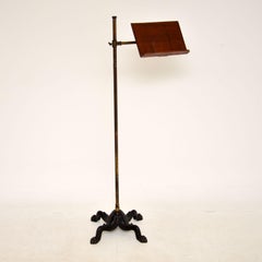 Antique Victorian Walnut, Brass & Iron Reading / Music Stand