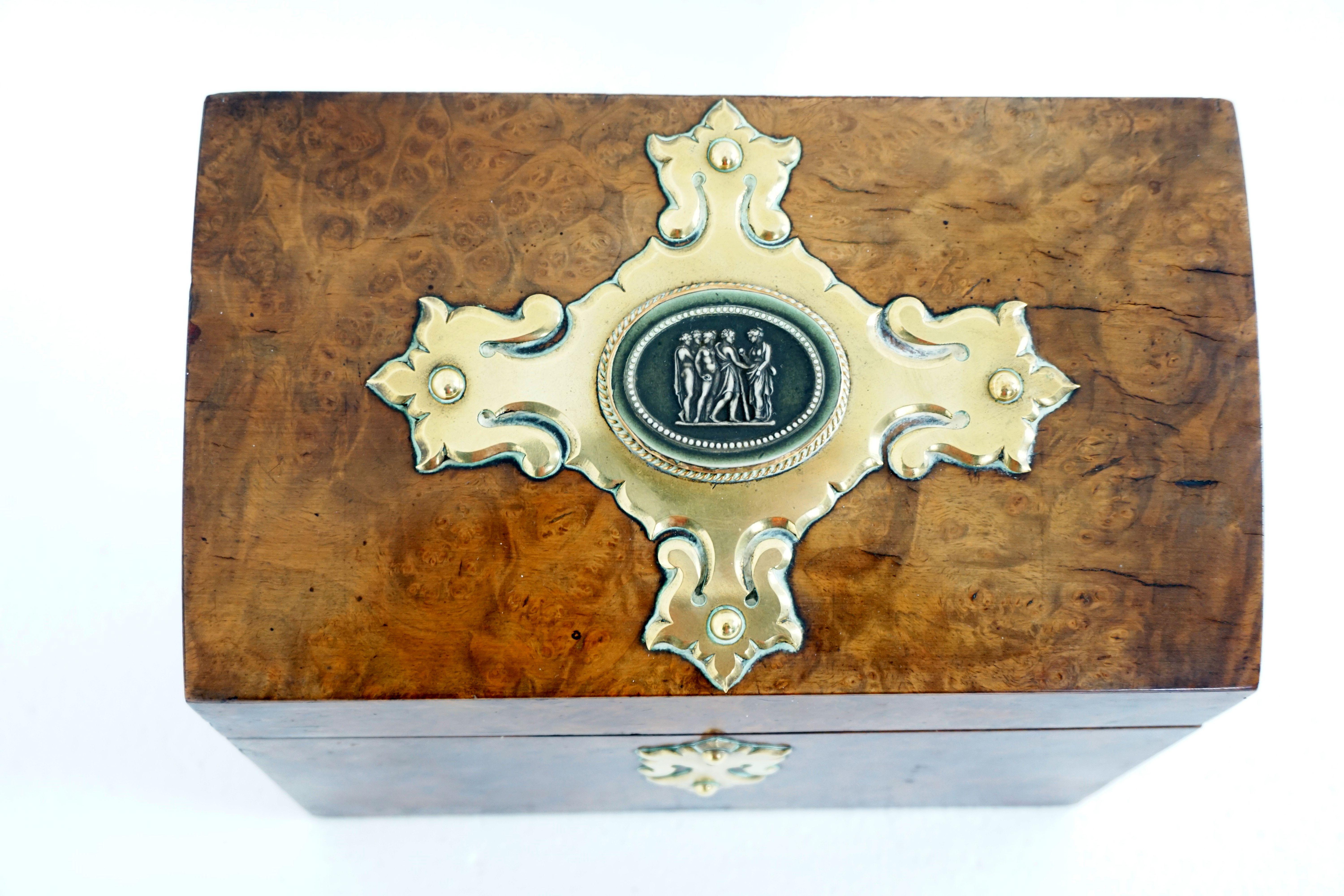 Scottish Antique Victorian Walnut, Brass Letter Box, Stationary Box, Scotland 1870, 1904