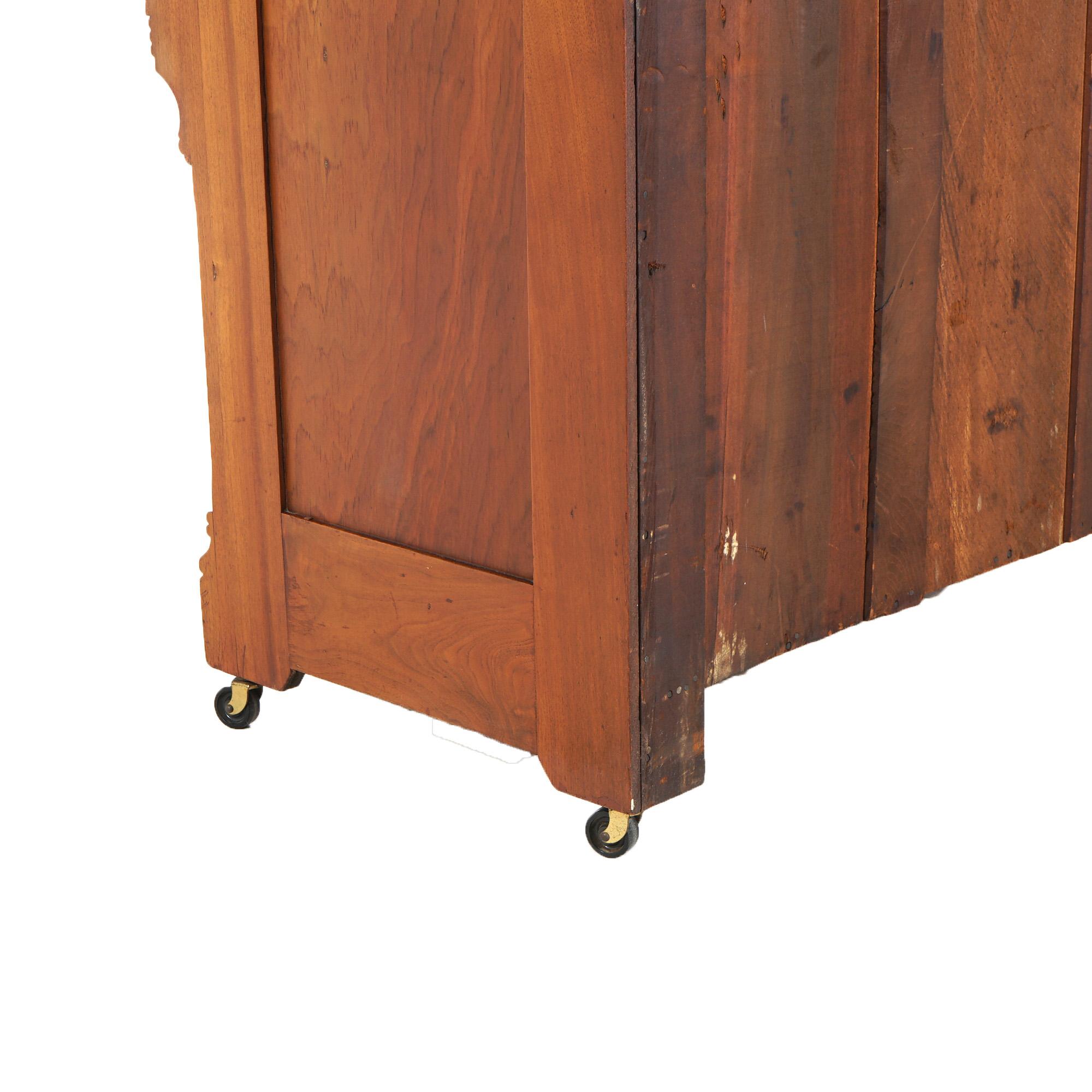 Antique Victorian Walnut & Burl Barrel Roll Top Secretary Bookcase & Desk C1890 For Sale 6