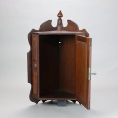 Antique Victorian Walnut & Burl Corner Medicine Cabinet C1890