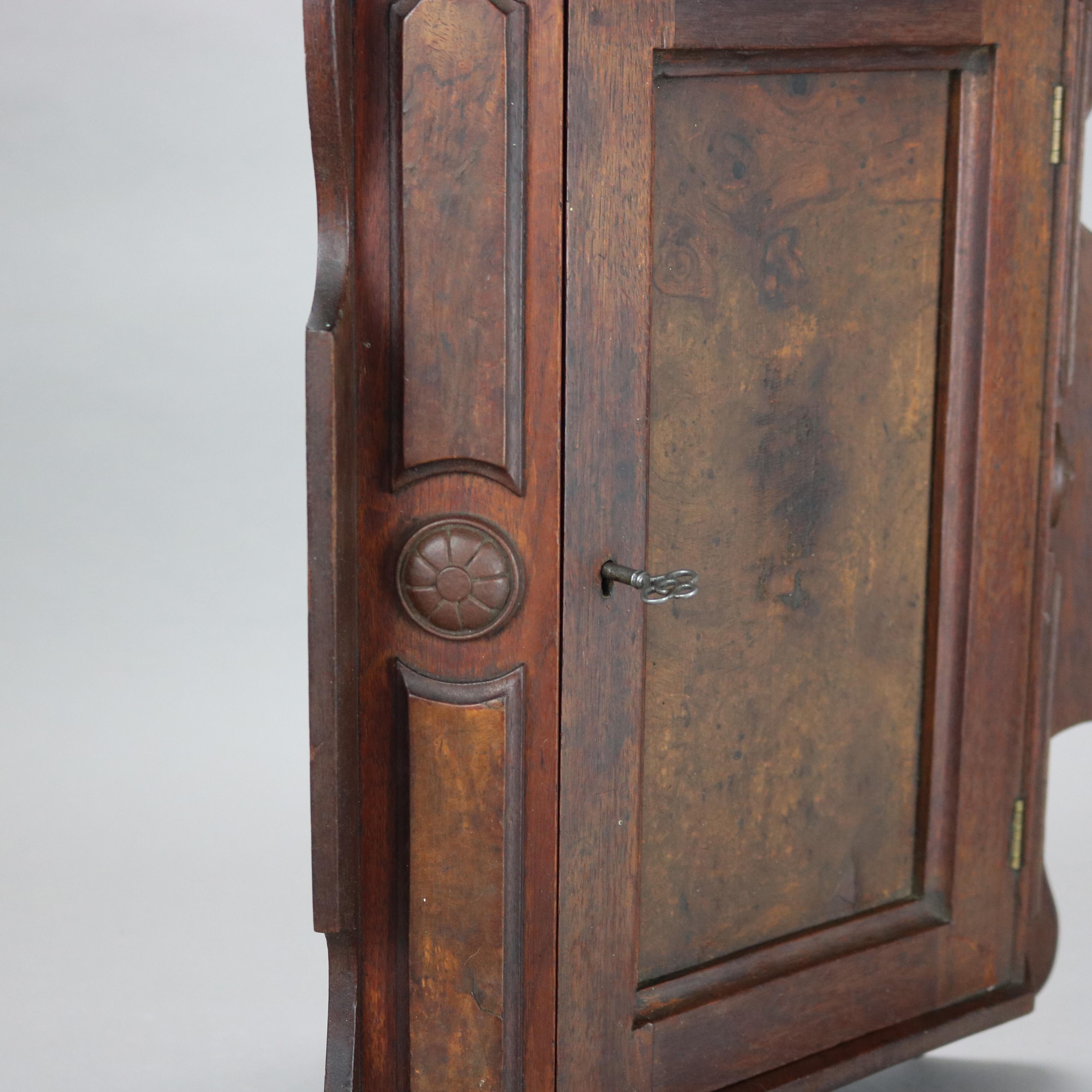 Antique Victorian Walnut & Burl Corner Medicine Cabinet C1890 In Good Condition In Big Flats, NY