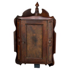 Antique Victorian Walnut & Burl Corner Medicine Cabinet C1890