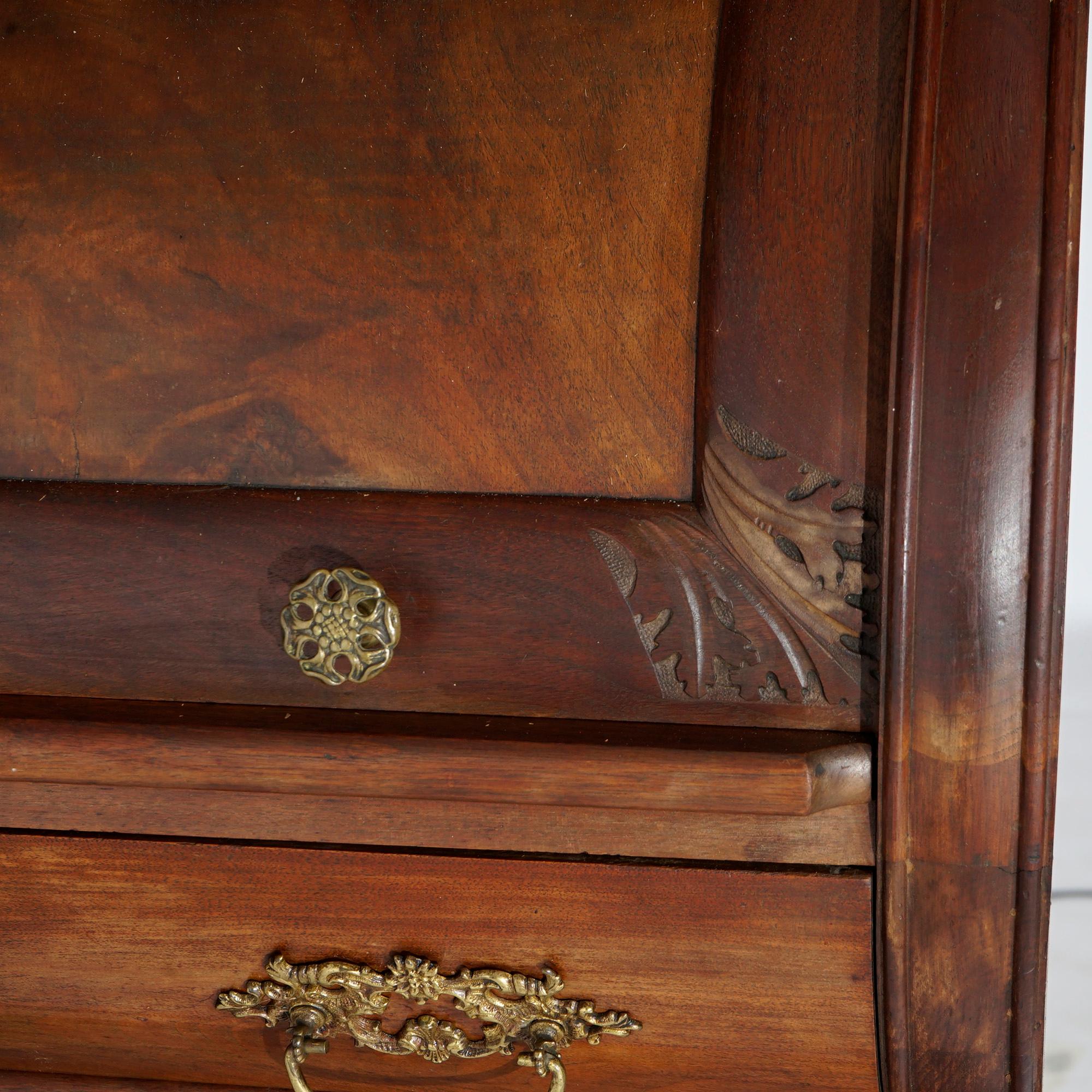 Antique Victorian Walnut & Burl Cylinder Secretary Desk & Bookcase, circa 1880 For Sale 12