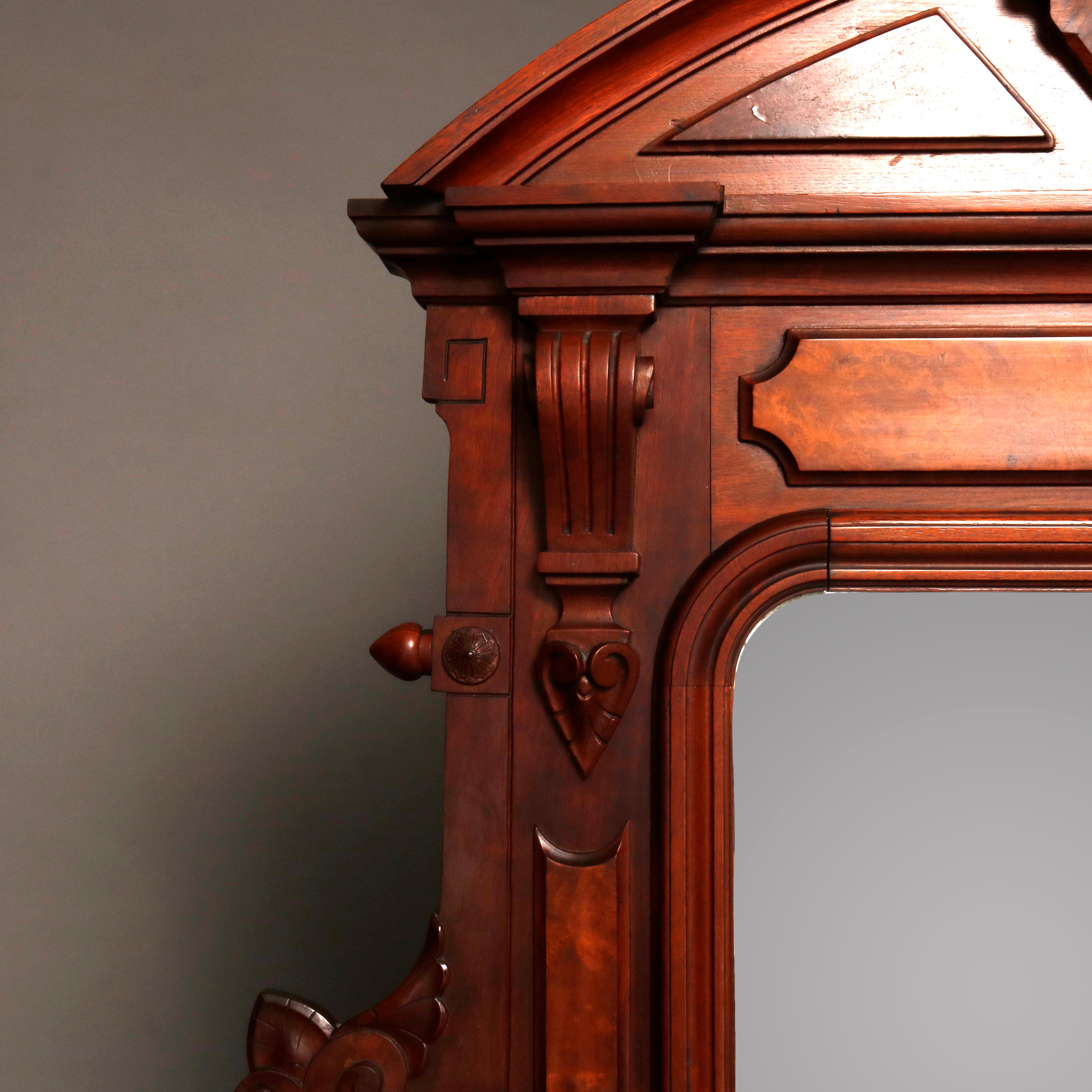 Antique Victorian Walnut and Burl Drop Center Marble-Top Dresser, circa 1880 2