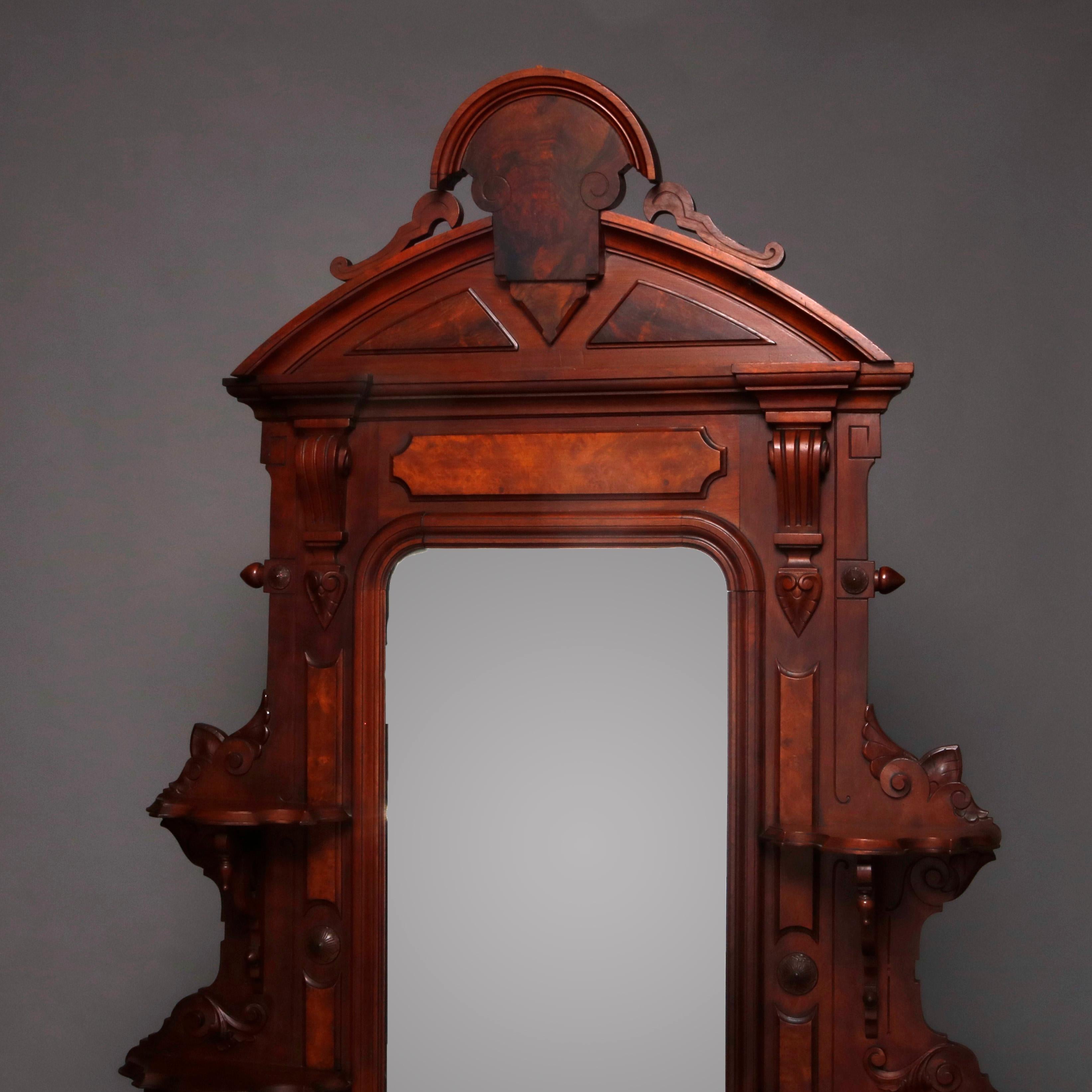 Antique Victorian Walnut and Burl Drop Center Marble-Top Dresser, circa 1880 3