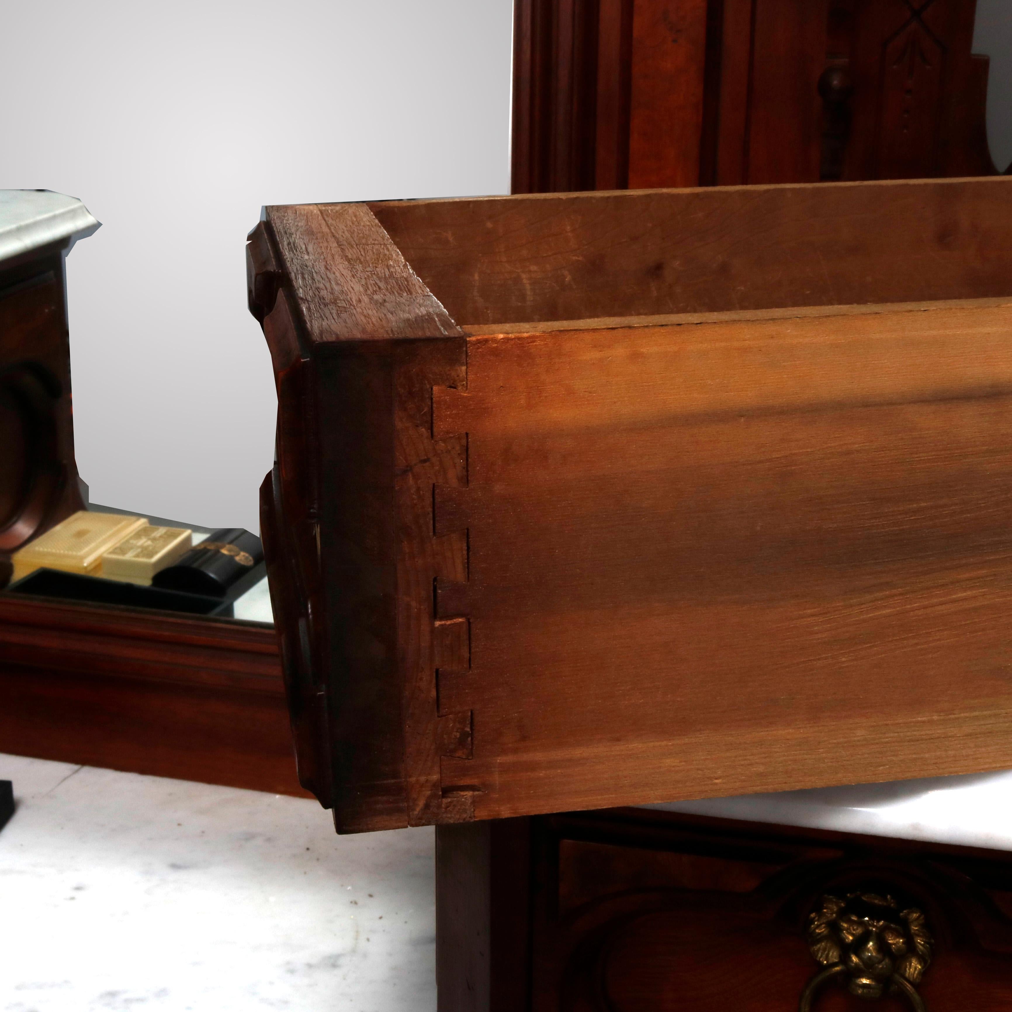 Antique Victorian Walnut and Burl Drop Center Marble-Top Dresser, circa 1880 5