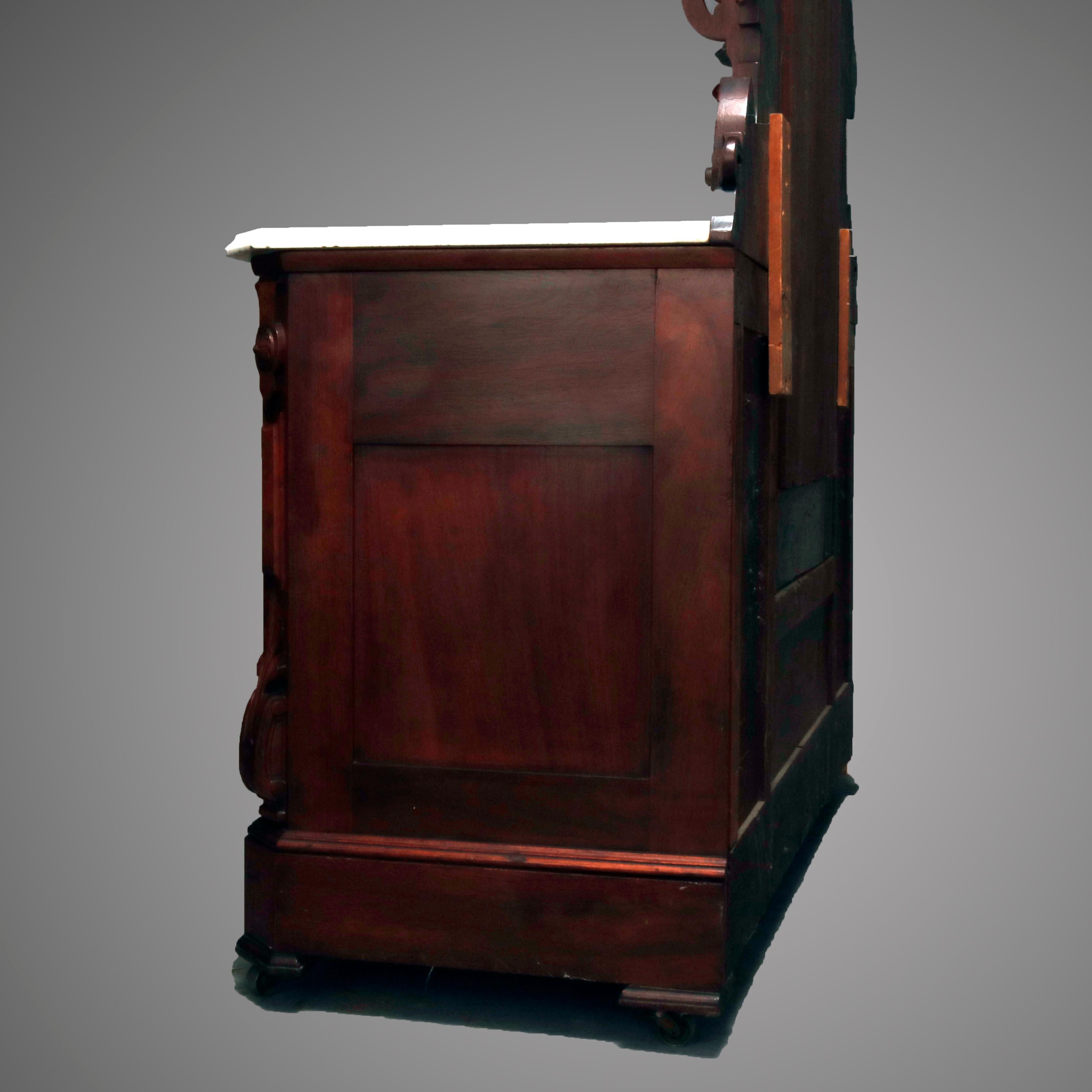 Antique Victorian Walnut and Burl Drop Center Marble-Top Dresser, circa 1880 6
