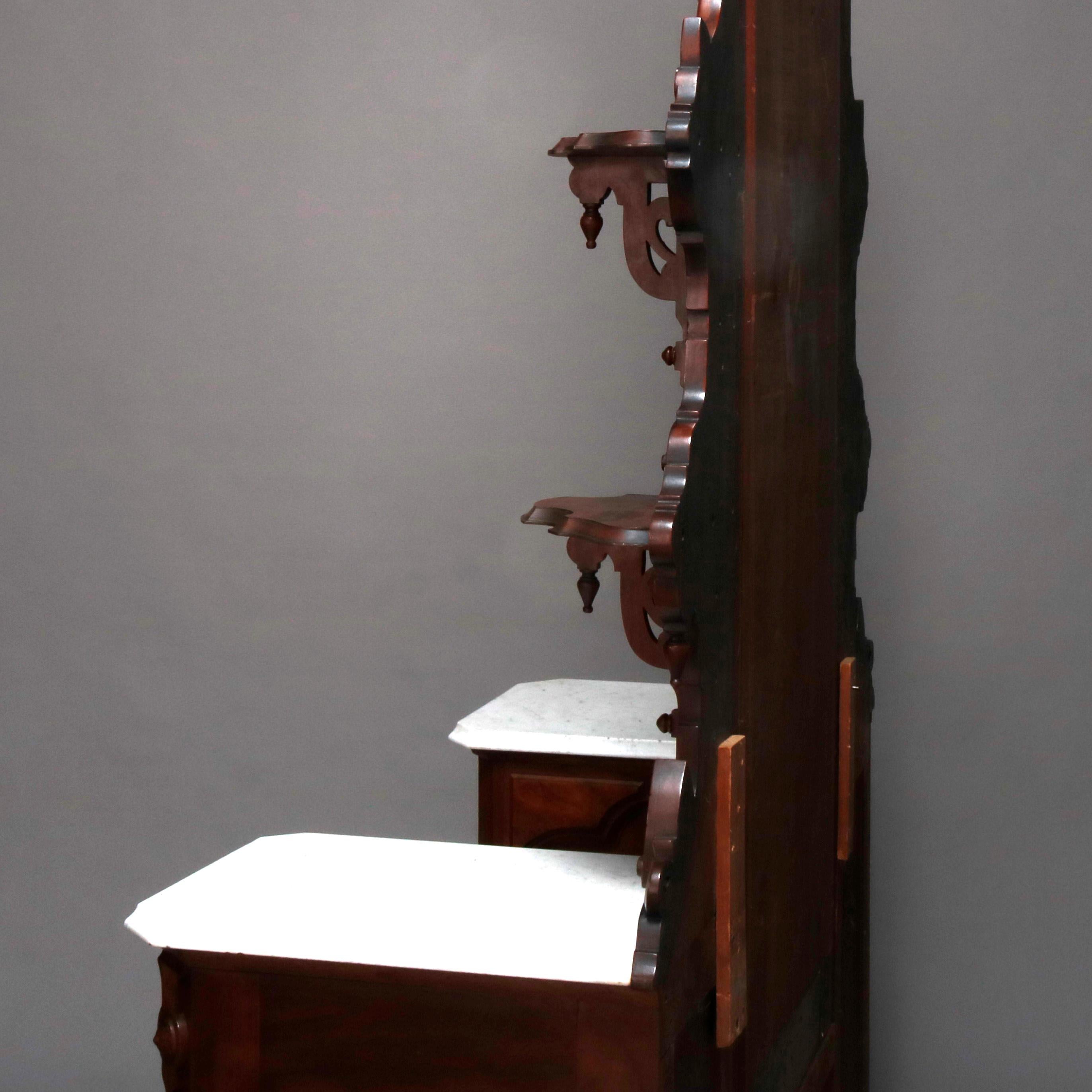 Antique Victorian Walnut and Burl Drop Center Marble-Top Dresser, circa 1880 7